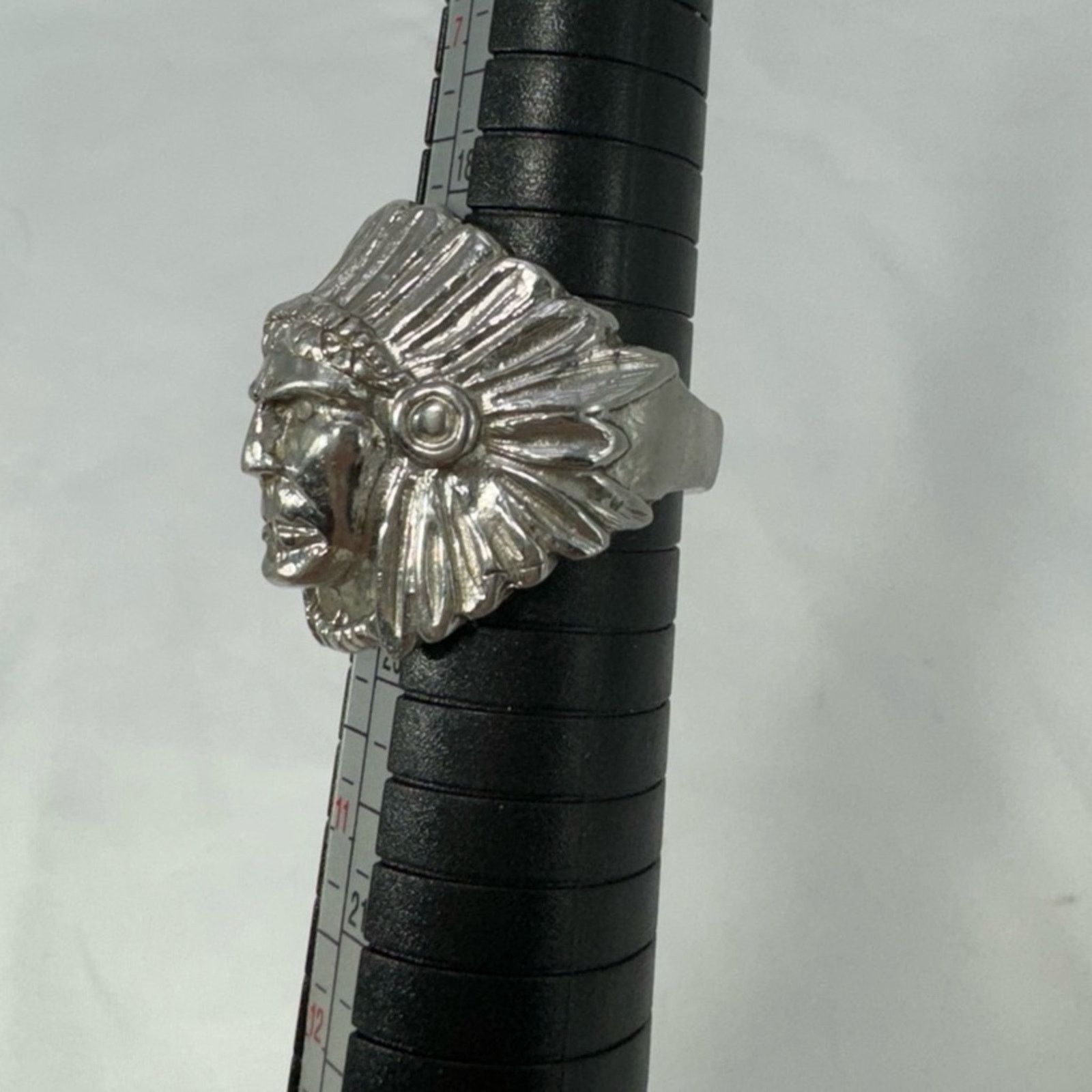 NBDN Nobrandedon Large hand cast Native American Chief ring Size ONE SIZE - 3 Thumbnail