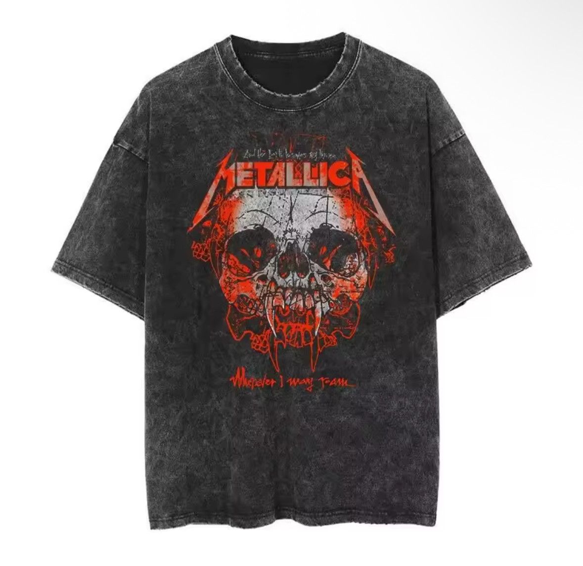 Other High Street Metallica Skull Rock Print Washed Black T-Shirt Size US XL / EU 56 / 4 - 1 Thumbnail