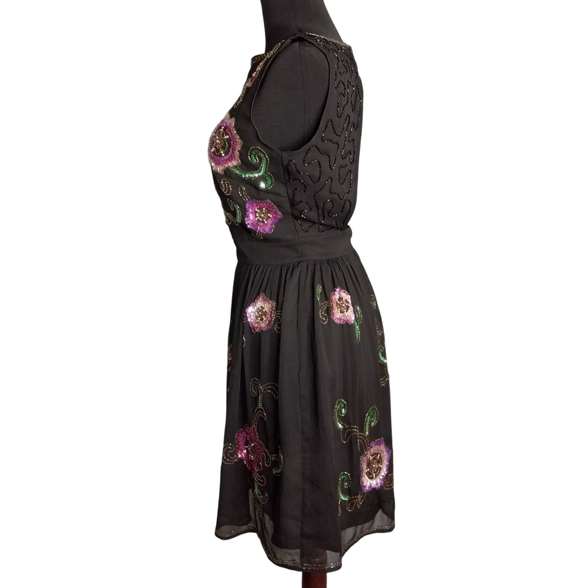 Asos ASOS Size 2 Petite Dress Little Black Embroidered Sleeveless Size XS / US 0-2 / IT 36-38 - 4 Thumbnail