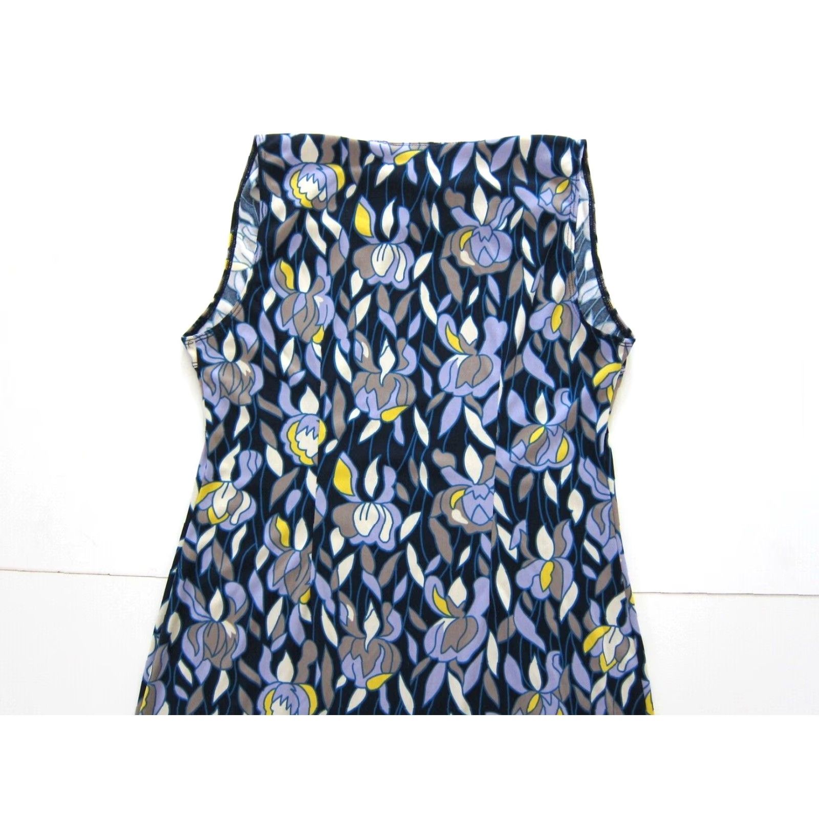 Vintage BCBG Paris Blue Purple Yellow Floral Sleeveless Stretch Tunic Tank Dress PM Size M / US 6-8 / IT 42-44 - 5 Thumbnail