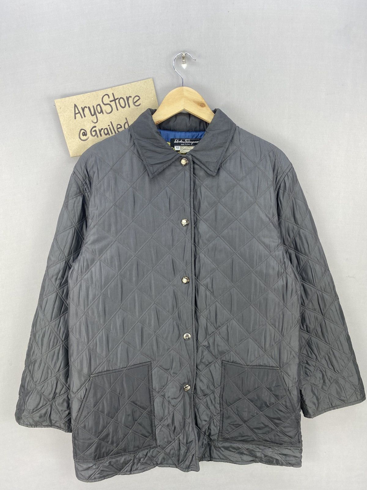 Salvatore Ferragamo Salvatore Ferragamo Quilted Nylon Snap Button Jacket Size US S / EU 44-46 / 1 - 1 Thumbnail
