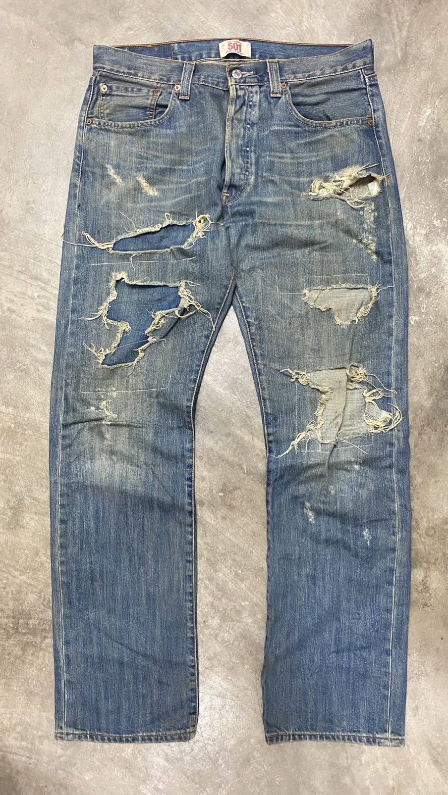 Levi's Original 501 Levi’s Straight Leg Kurt Kobain Grunge Design Size US 33 - 7 Thumbnail
