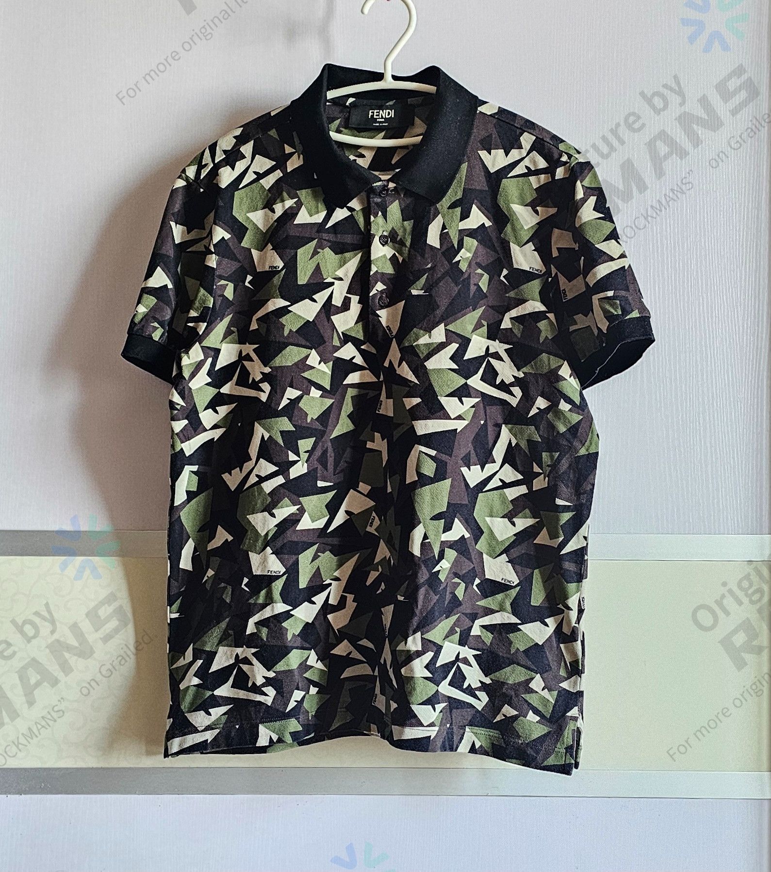 Fendi Fendi Unisex Geometric Camouflage Polo Shirts Size S Size US S / EU 44-46 / 1 - 1 Thumbnail