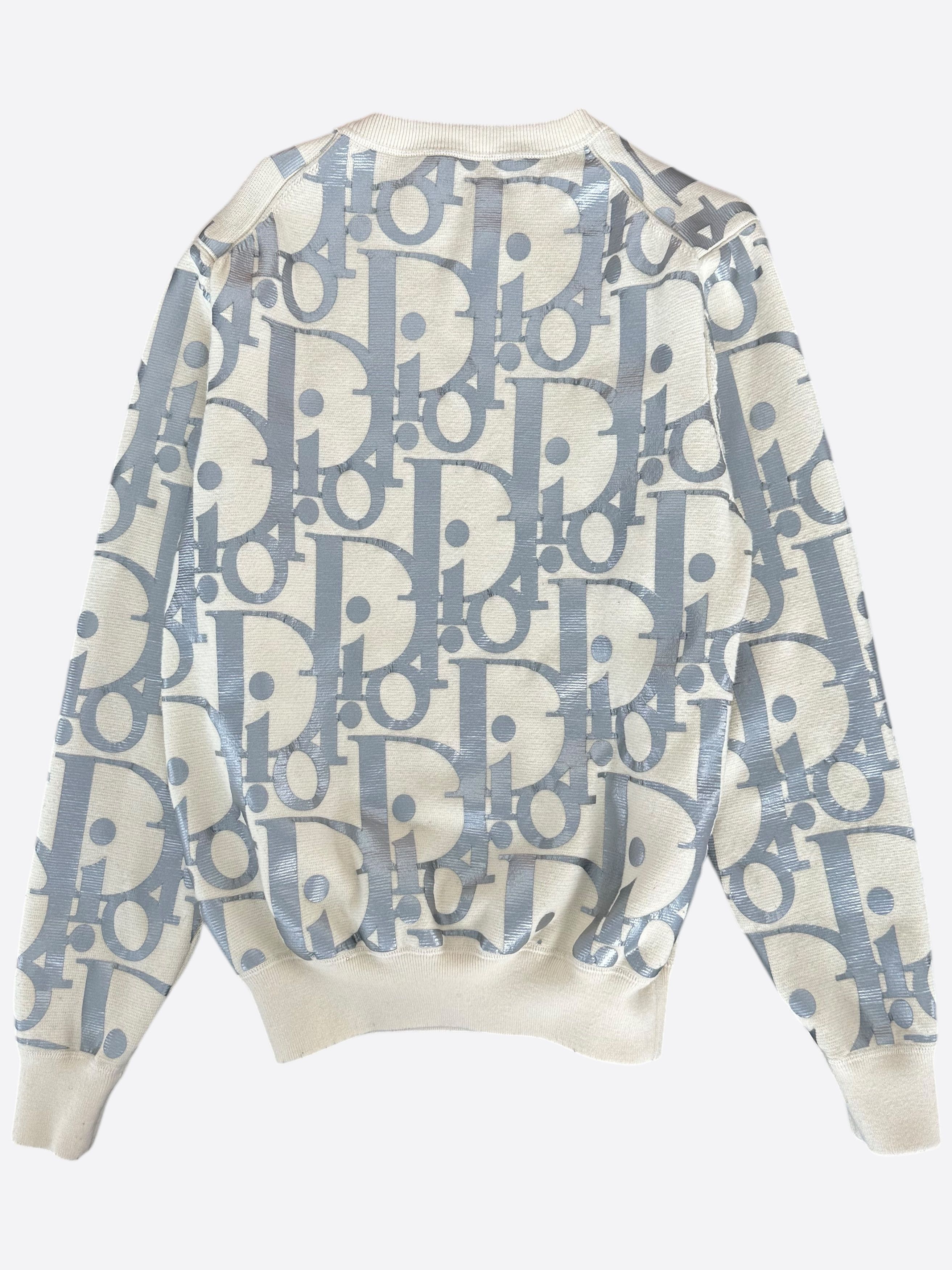 Dior Dior Beige & Silver Reflective Oblique Wool Sweater Size US M / EU 48-50 / 2 - 2 Thumbnail
