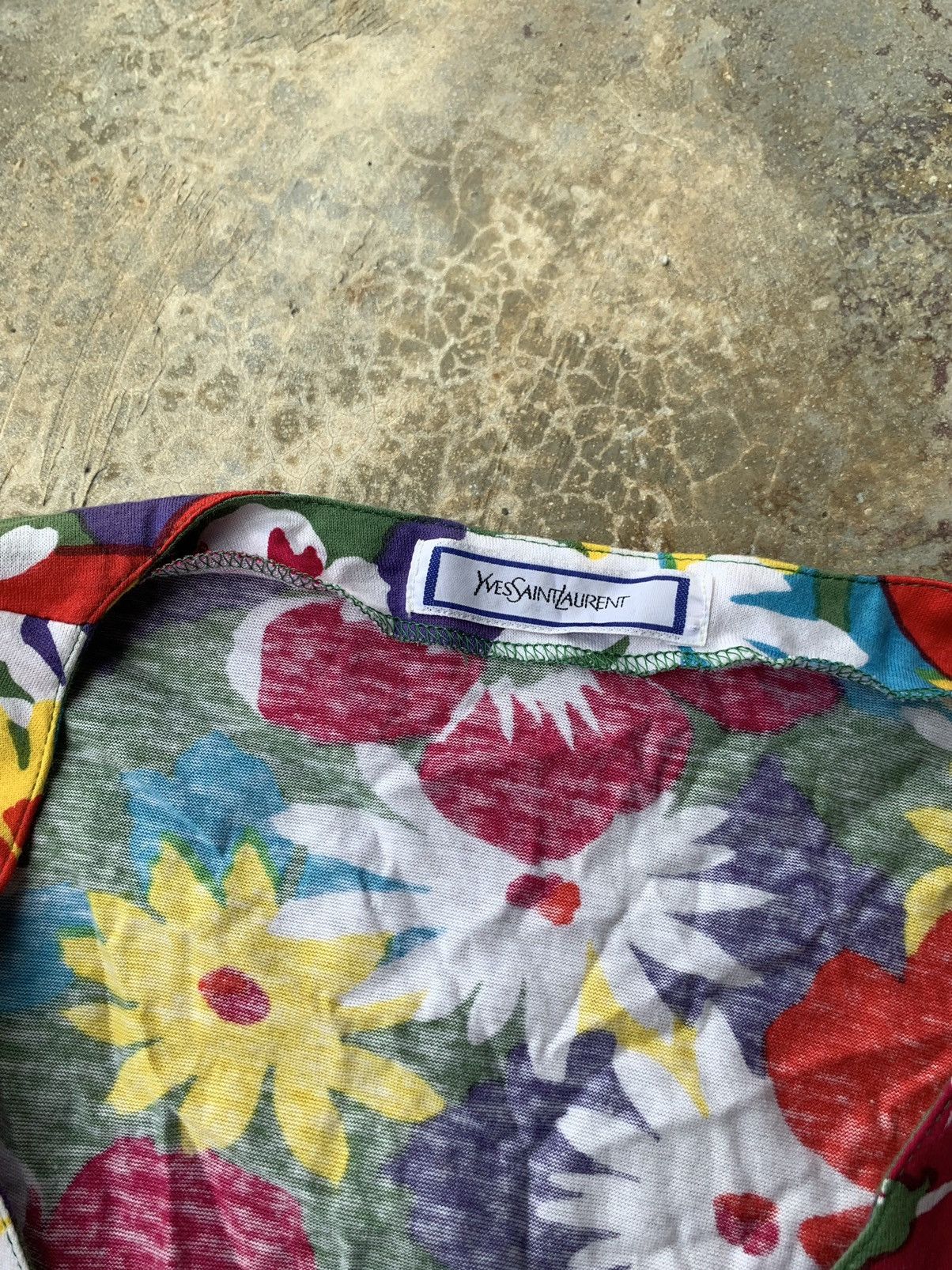 Vintage × Yves Saint Laurent Vintage Yves Saint Laurent Floral Tie Crop Top Size M / US 6-8 / IT 42-44 - 2 Thumbnail