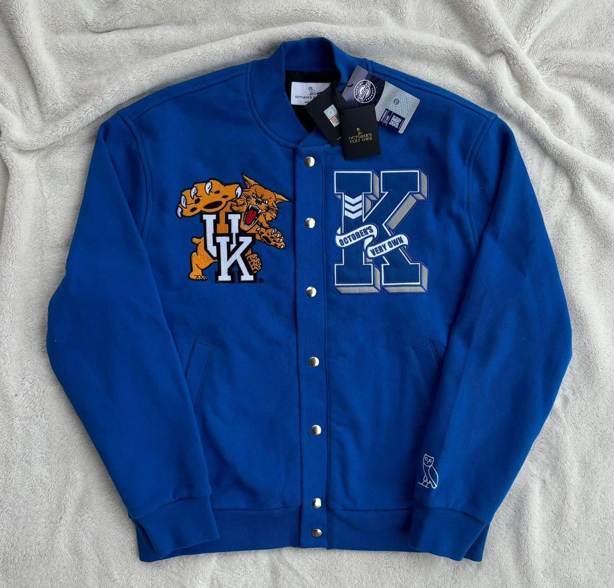 OVO x Wildcats Blue Fleece Varsity Jacket