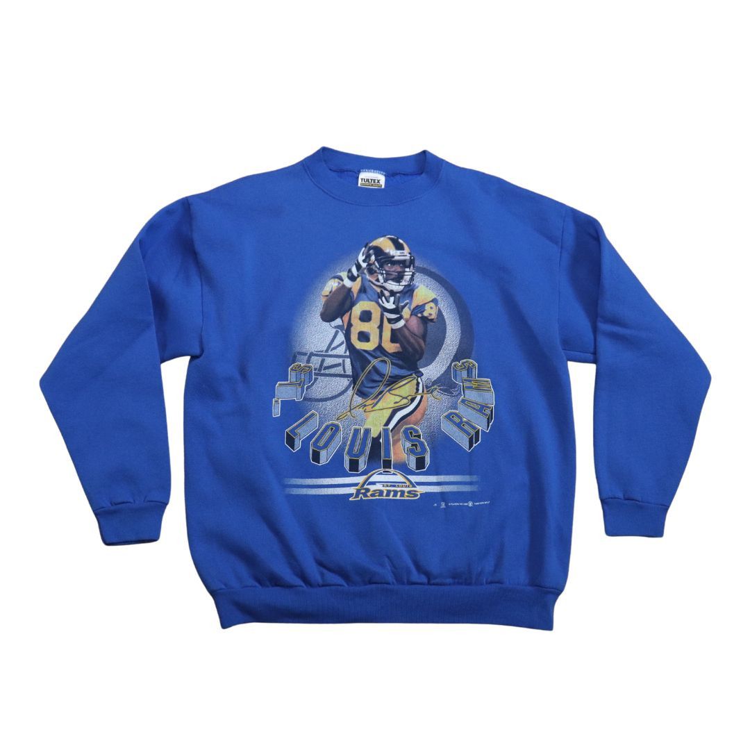 Image of Nfl x Tultex Vintage 90's Issac Bruce St.louis Rams Sweatshirt (L) in Blue, Men's (Size XL)