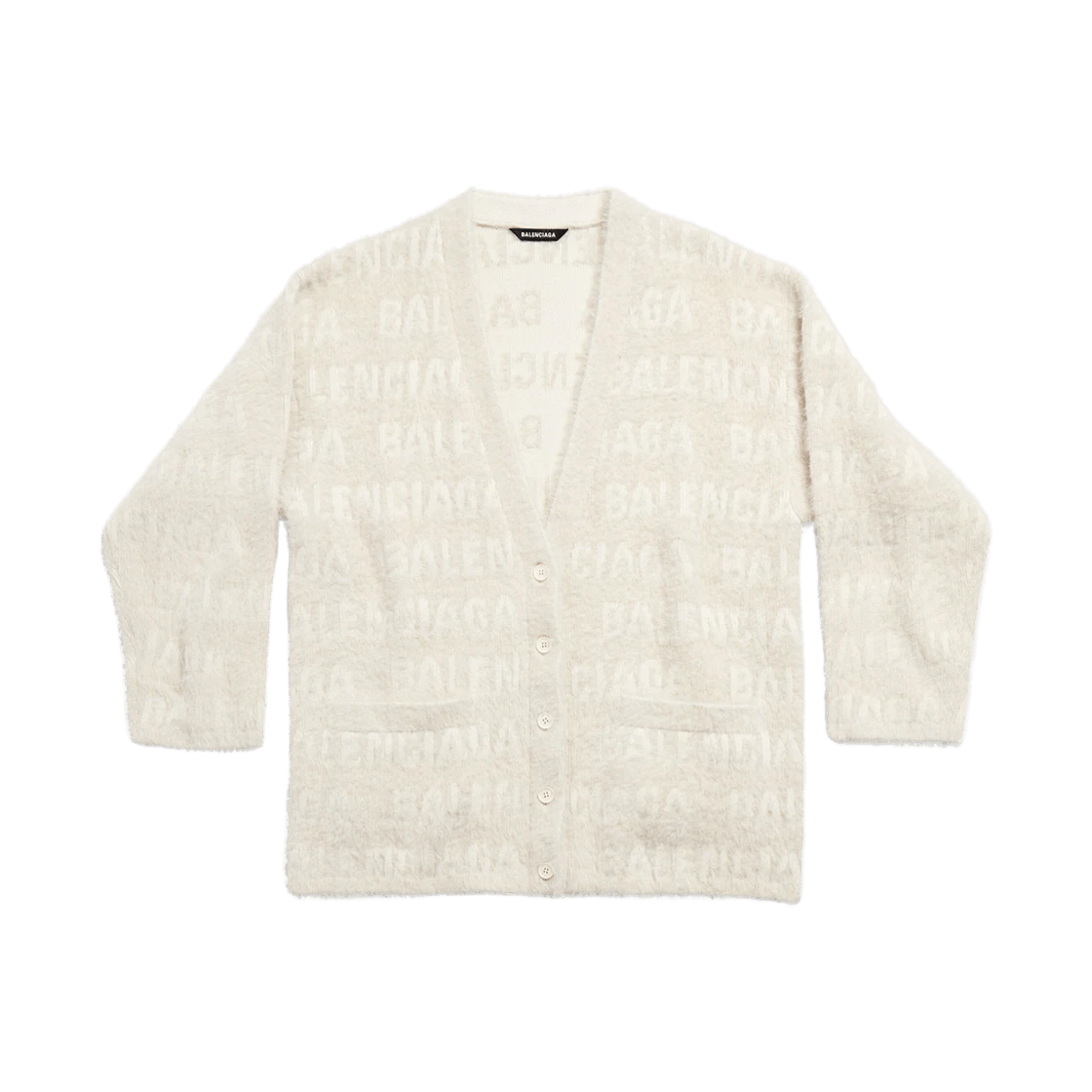 Balenciaga o1tr1nto0426 Allover Furry Cardigan in Ivory Size L / US 10 / IT 46 - 1 Thumbnail