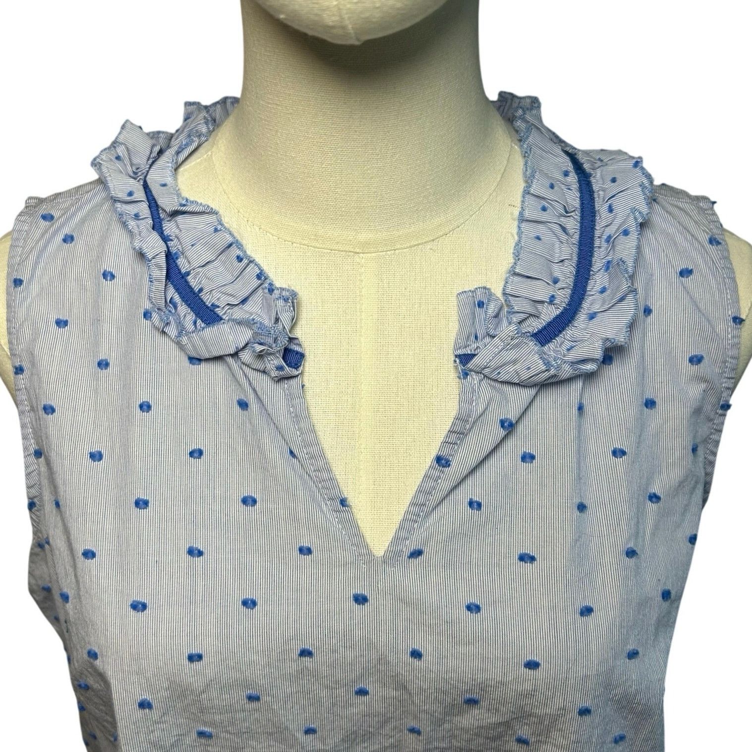 Talbots Talbots Blue Polka Dot Ruffle Collar Tank Top Medium Petite Size M / US 6-8 / IT 42-44 - 1 Thumbnail