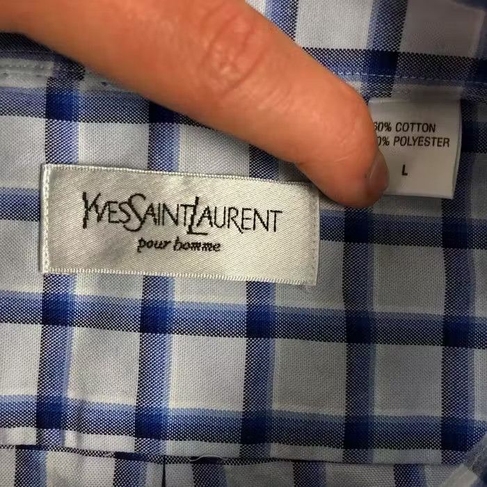 Vintage × Yves Saint Laurent Mens Shirt Yves Saint Laurent Vintage YSL Blue Size L Size US L / EU 52-54 / 3 - 3 Thumbnail