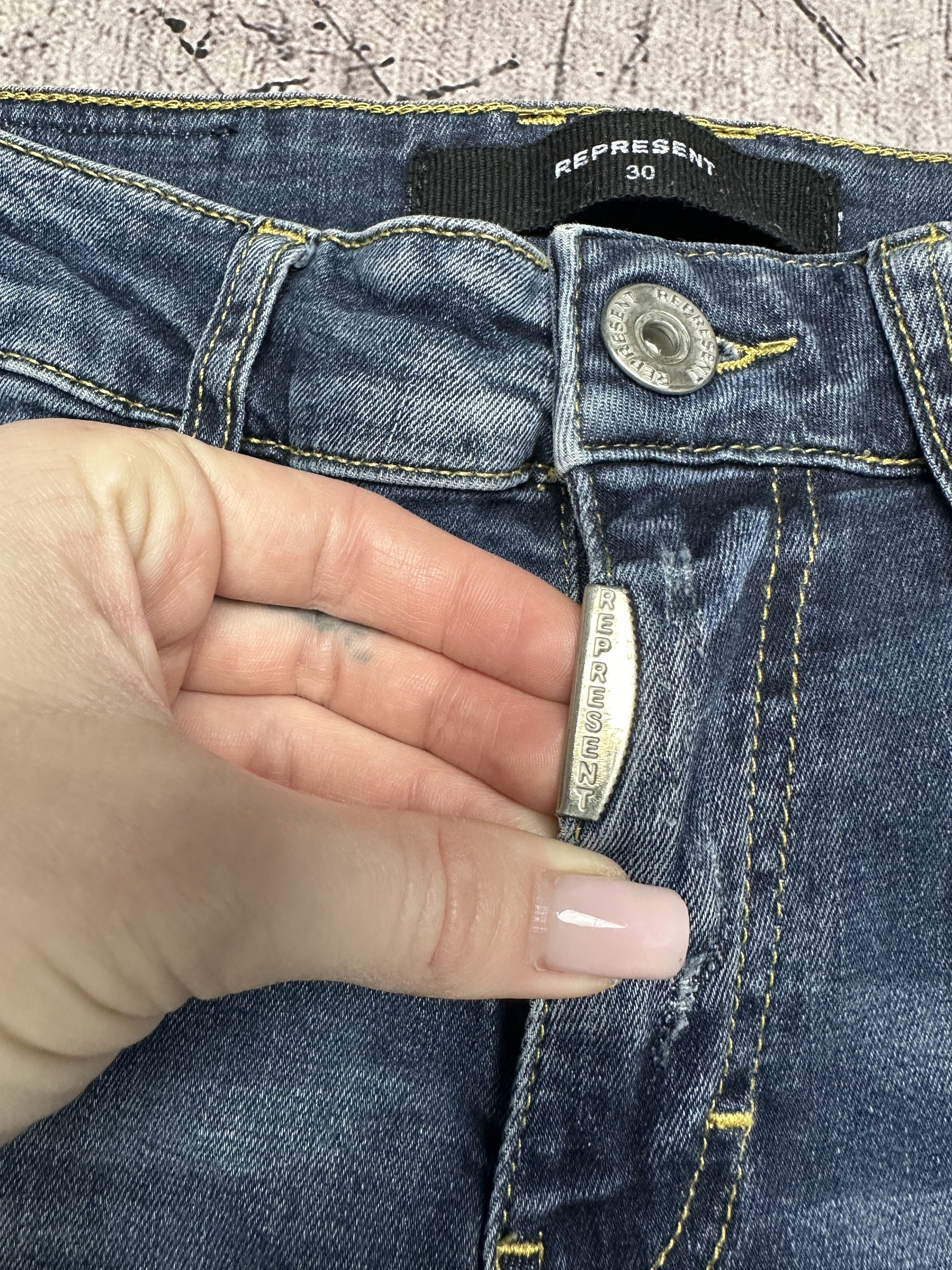 Represent Clo. Represent Mens Biker Distressed Jeans Denim Pants Size US 30 / EU 46 - 3 Thumbnail