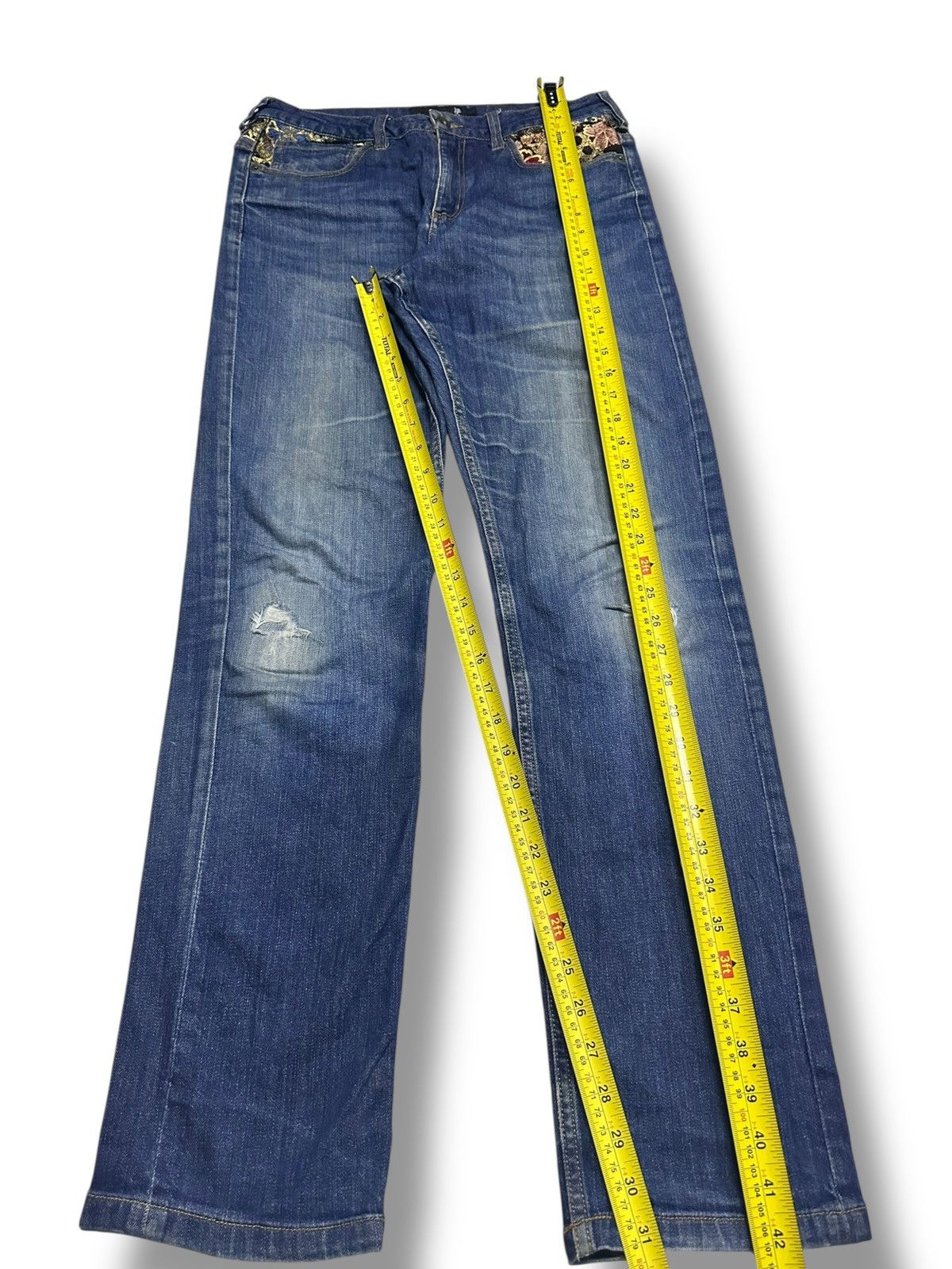 Japanese Brand Japan Straight Jeans With Neat Flower Stich and Faded Wash Size US 31 - 14 Thumbnail