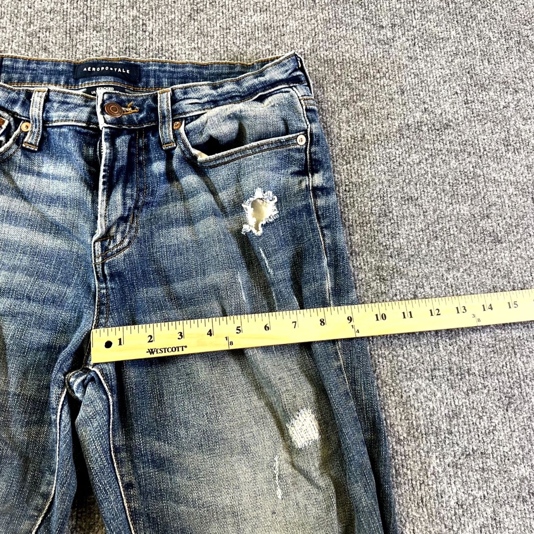 Vintage Aeropostale Jeans Women 32/34 Blue Denim Distressed Ultra Skinny Zip Fly Jeans Size US 32 / EU 48 - 5 Thumbnail