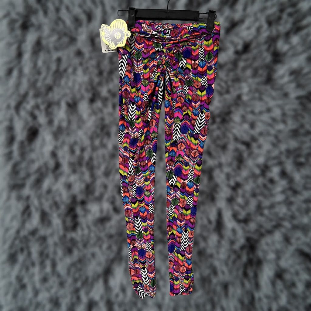 Swims B Swim XS Multicolor Cinchy Party Pant Leggings Geometric Feather Pattern Jogger Style Party Casual Womens XS Size 26" / US 2 / IT 38 - 1 Thumbnail