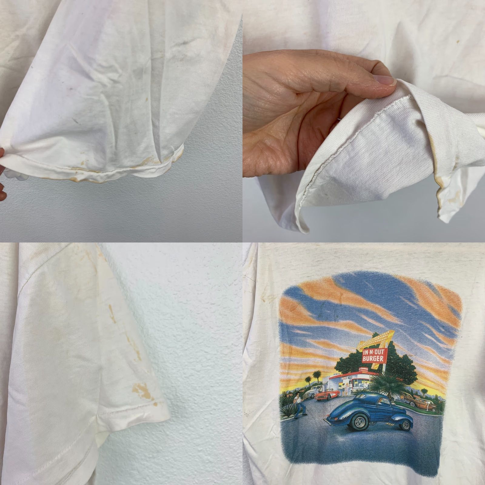 Hanes VINTAGE In N Out Burger California Tee T-Shirt L Hanes Beefy-T White 90s Graphic Print Short Sleeve Crew Neck Unisex Adults Large Size US L / EU 52-54 / 3 - 8 Thumbnail