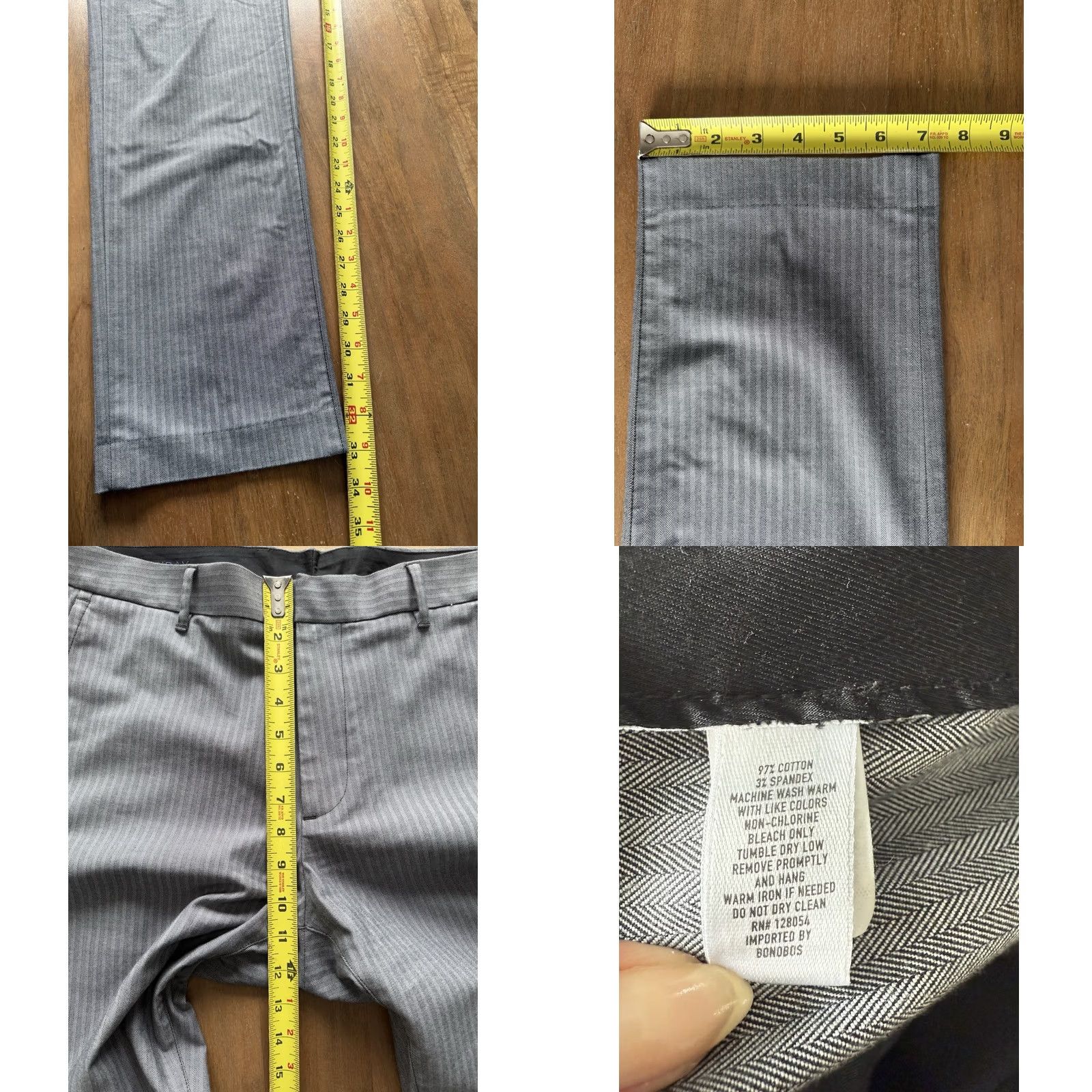 Bonobos Bonobos Pants Gray Herringbone Slim Fit Dress Pants 36x33 Men Vintage No (36x33) | Weekday Warrior Size US 34 / EU 50 - 8 Thumbnail