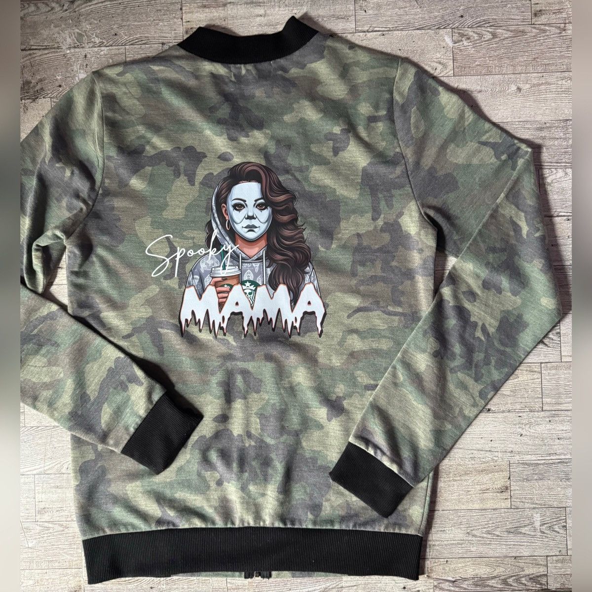 Other Spooky Mama, Coffee & Halloween, Camo Bomber Style Jacket Size S / US 4 / IT 40 - 5 Thumbnail