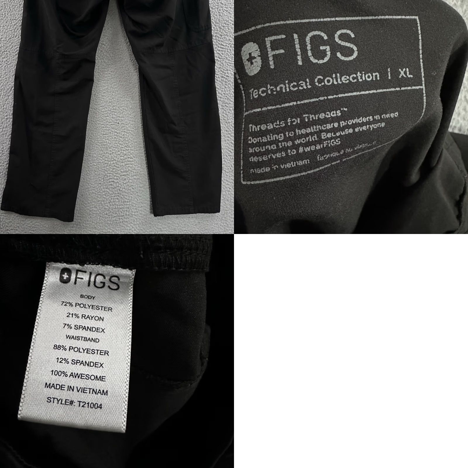 Figs Scrubs Mens XL Black Kade Cargo Technical Collection Polyester Blend Shirt Mens
