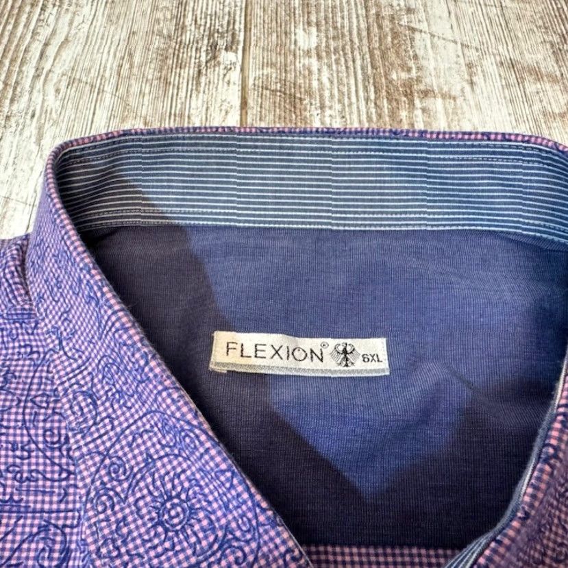 Vintage Flexion Shirt Mens XL Long Sleeve Button Up Purple Geometric Design 7496 Size US XL / EU 56 / 4 - 6 Thumbnail