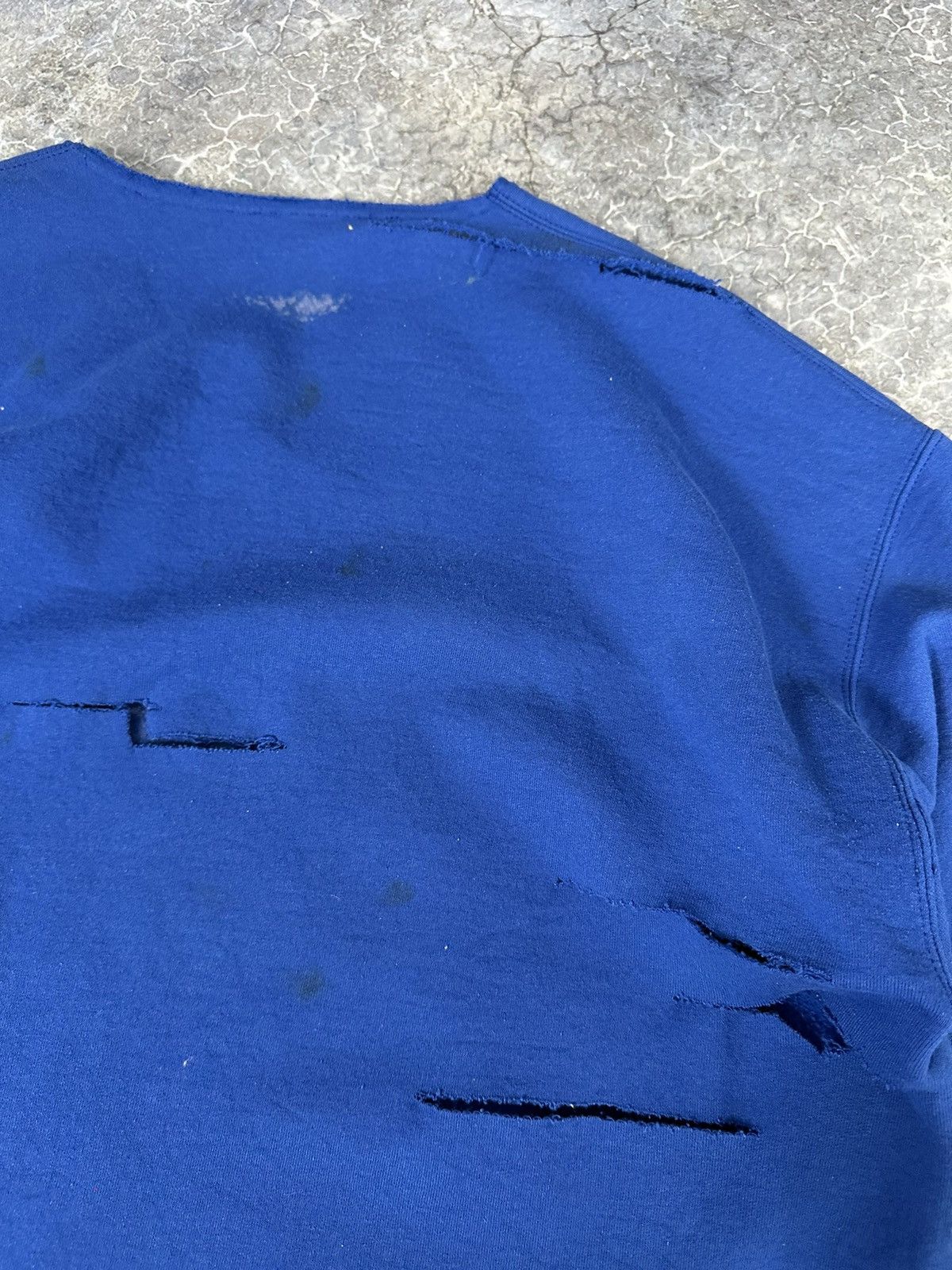 Japanese Brand × Vintage Vintage Thrashed cut and sew cross Crewneck Size US L / EU 52-54 / 3 - 8 Thumbnail