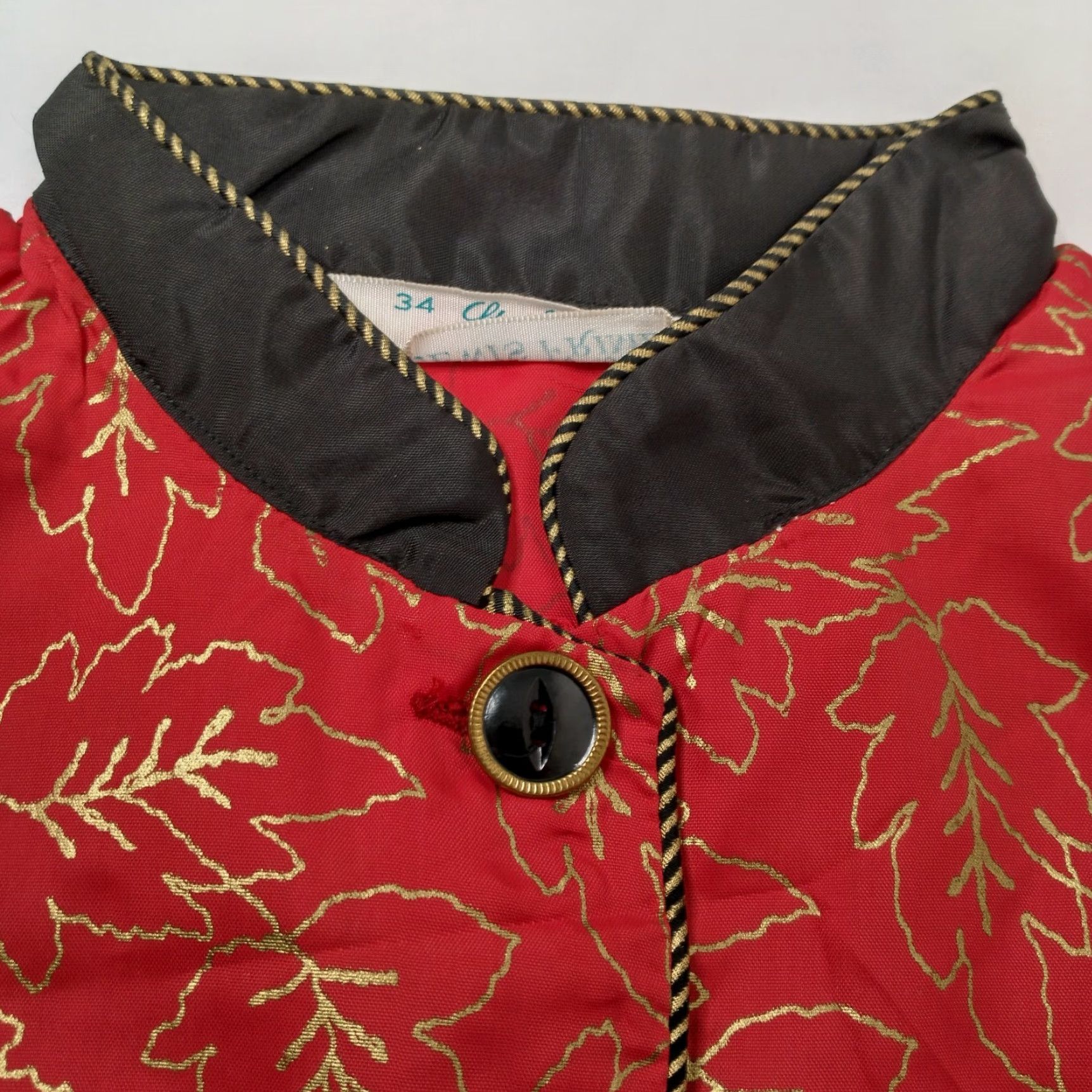 Vintage VINTAGE Lewis Frimel Sleepshirt Women's 34 Pink Night Shirt Button Short Sleeve Collared Gold Leaf Lounge Sleepwear Asian-Inspired 90s Womens Size XXS / US 00 / IT 34 - 3 Thumbnail