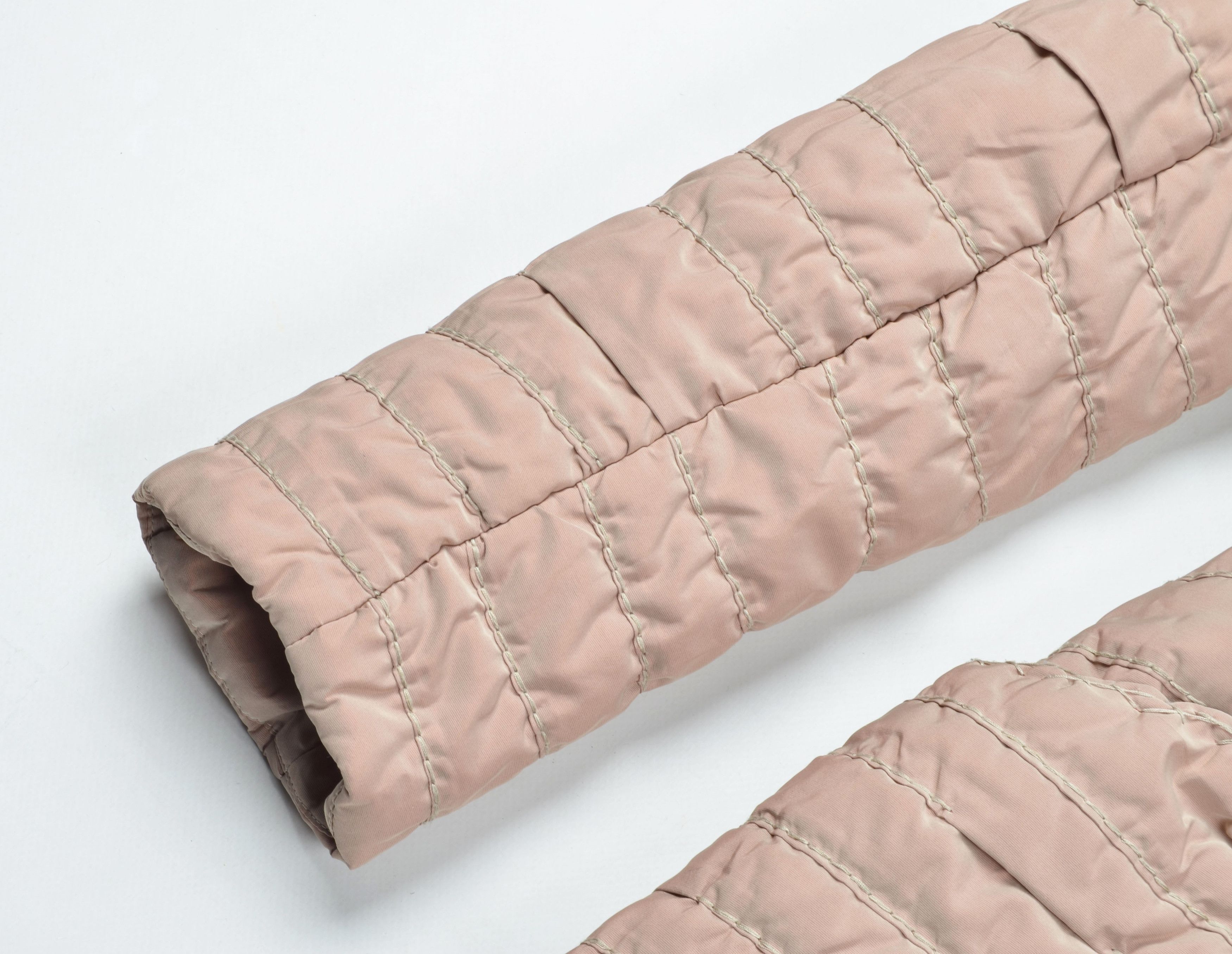 Designer Vintage Ermanno Scervino Ruffle Neck Beige Down Jacket Size L / US 10 / IT 46 - 7 Thumbnail