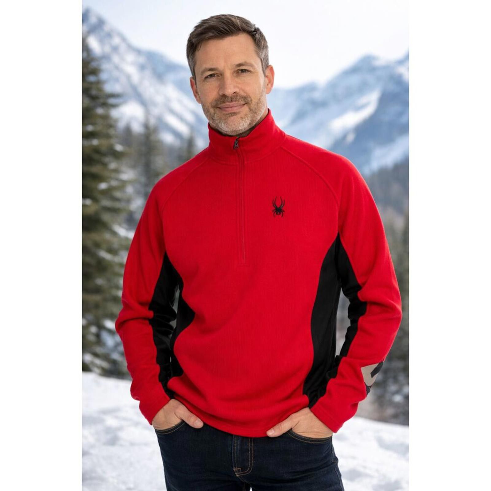 Spyder Spyder Men's Quarter-Zip Pullover Red Black Fleece Outdoor M Size US M / EU 48-50 / 2 - 1 Thumbnail