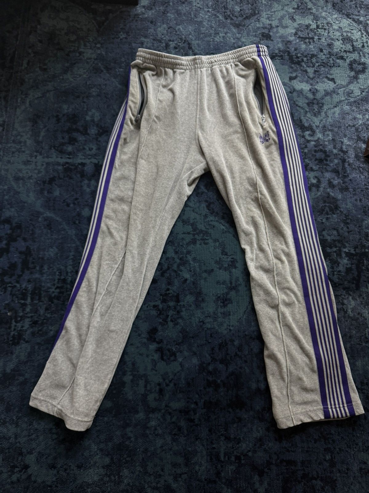 Needles Velour Track Pants Grey (Size Medium)