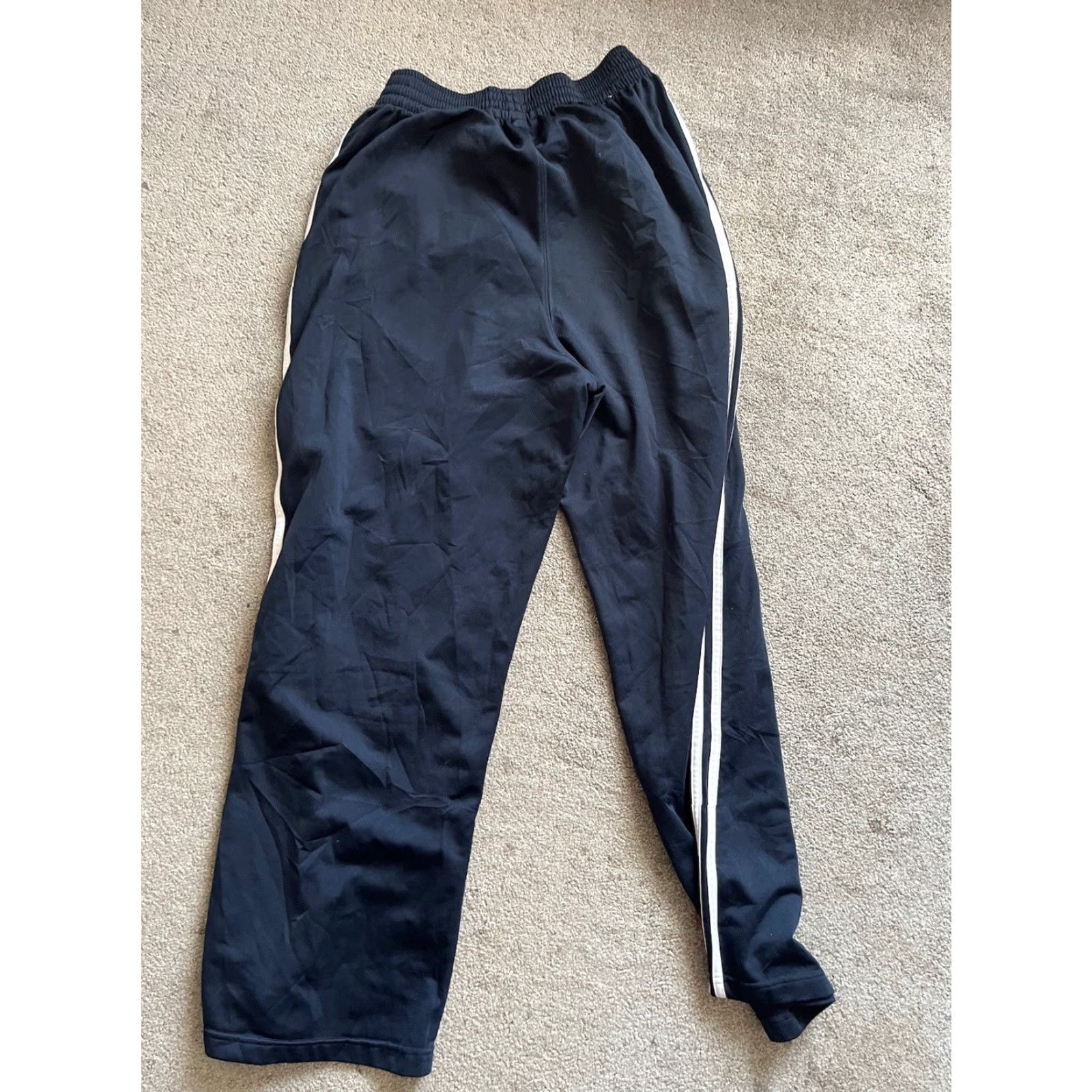 Adidas Adidas Sweatpants Pants Navy w/ White Stripe Athletic Men Large Polyester M Blue Striped 30 in Inseam Sweatpants Mens Size US 31 - 3 Thumbnail