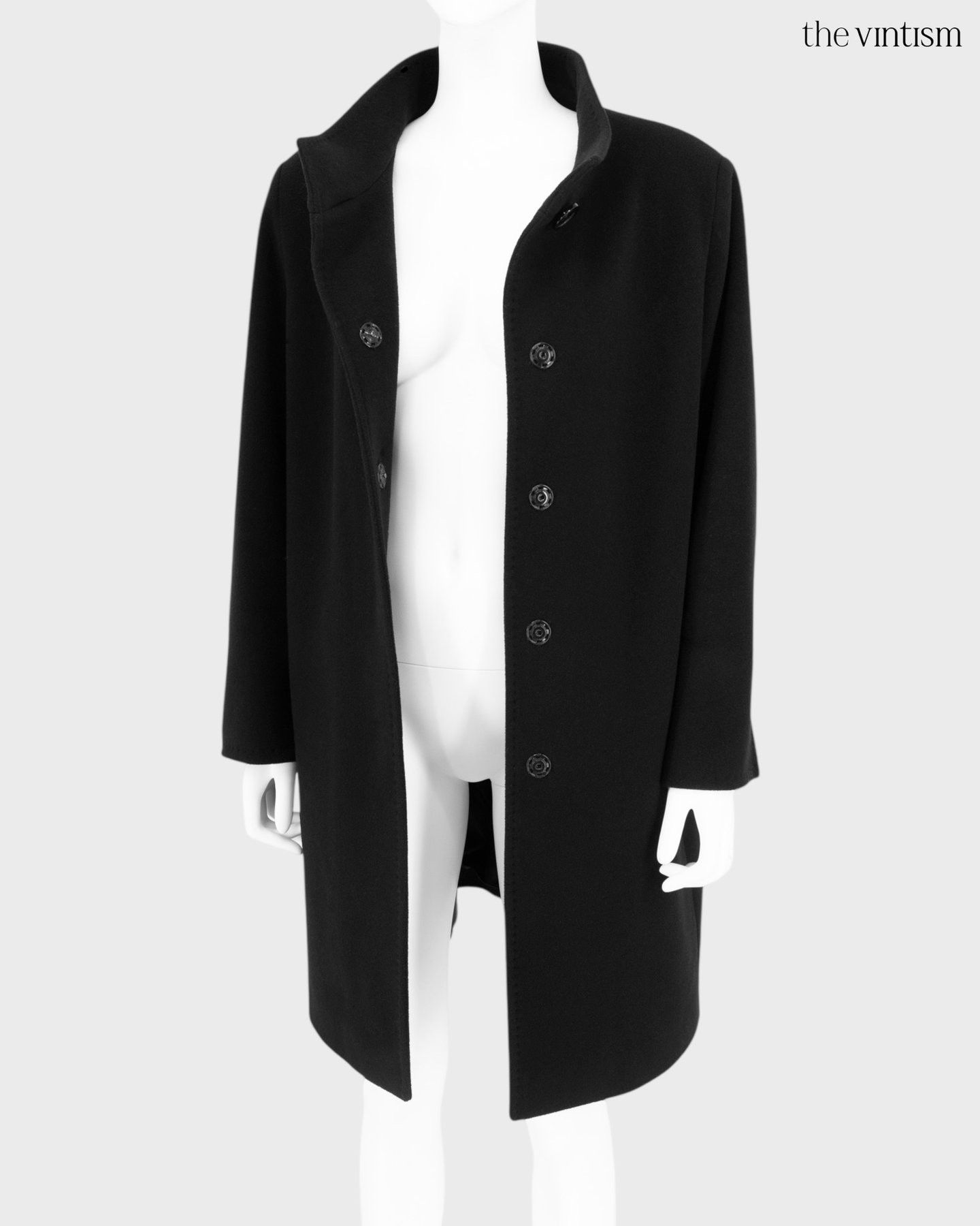 Cinzia Rocca Cinzia Rocca Black 90% Virgin Wool & Cashmere Coat IT 46 Size XL / US 12-14 / IT 48-50 - 2 Thumbnail