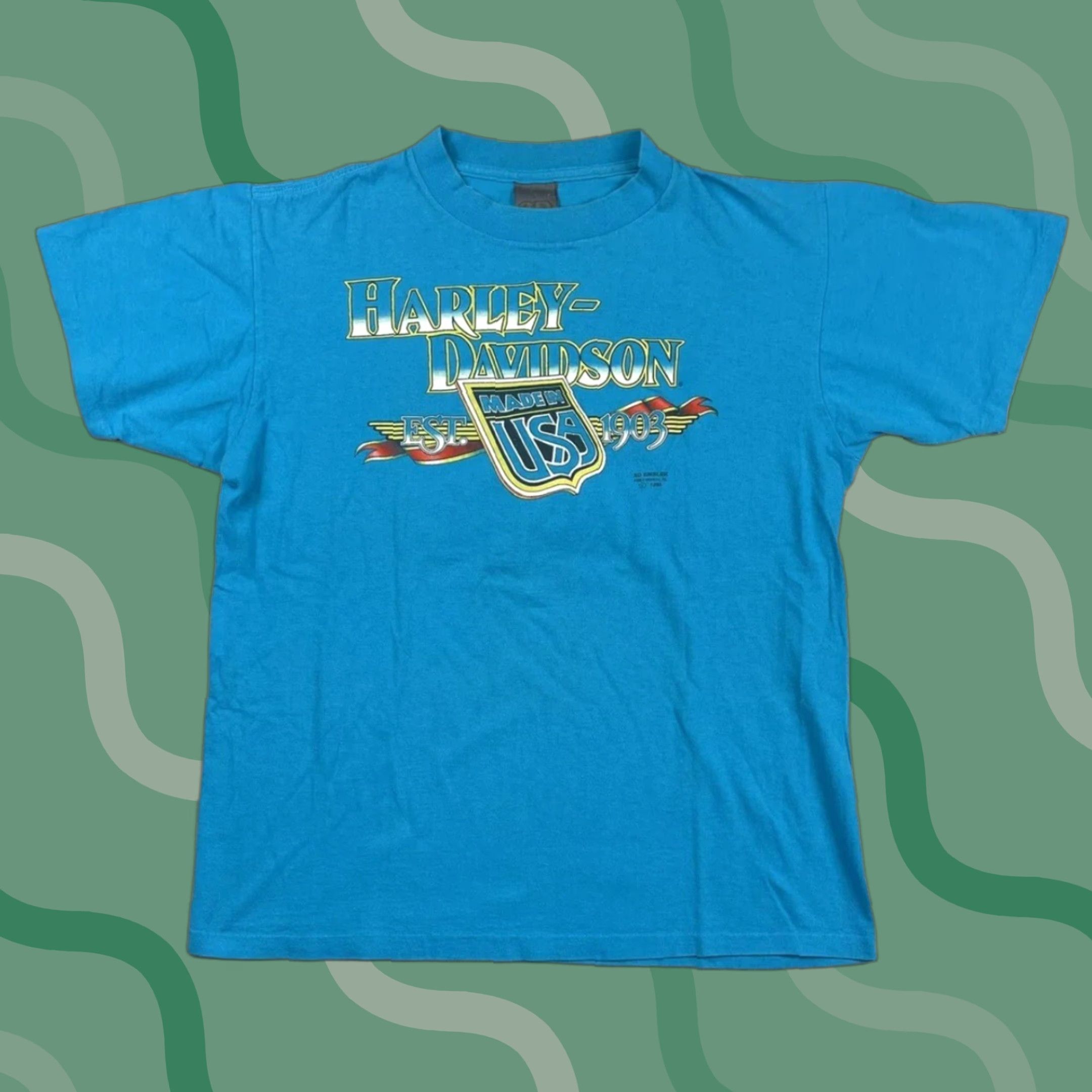 Harley Davidson VINTAGE Harley-Davidson Shirt 3D Emblem Graphic Tee Adult L Blue 1990s Mens Size US L / EU 52-54 / 3 - 1 Thumbnail