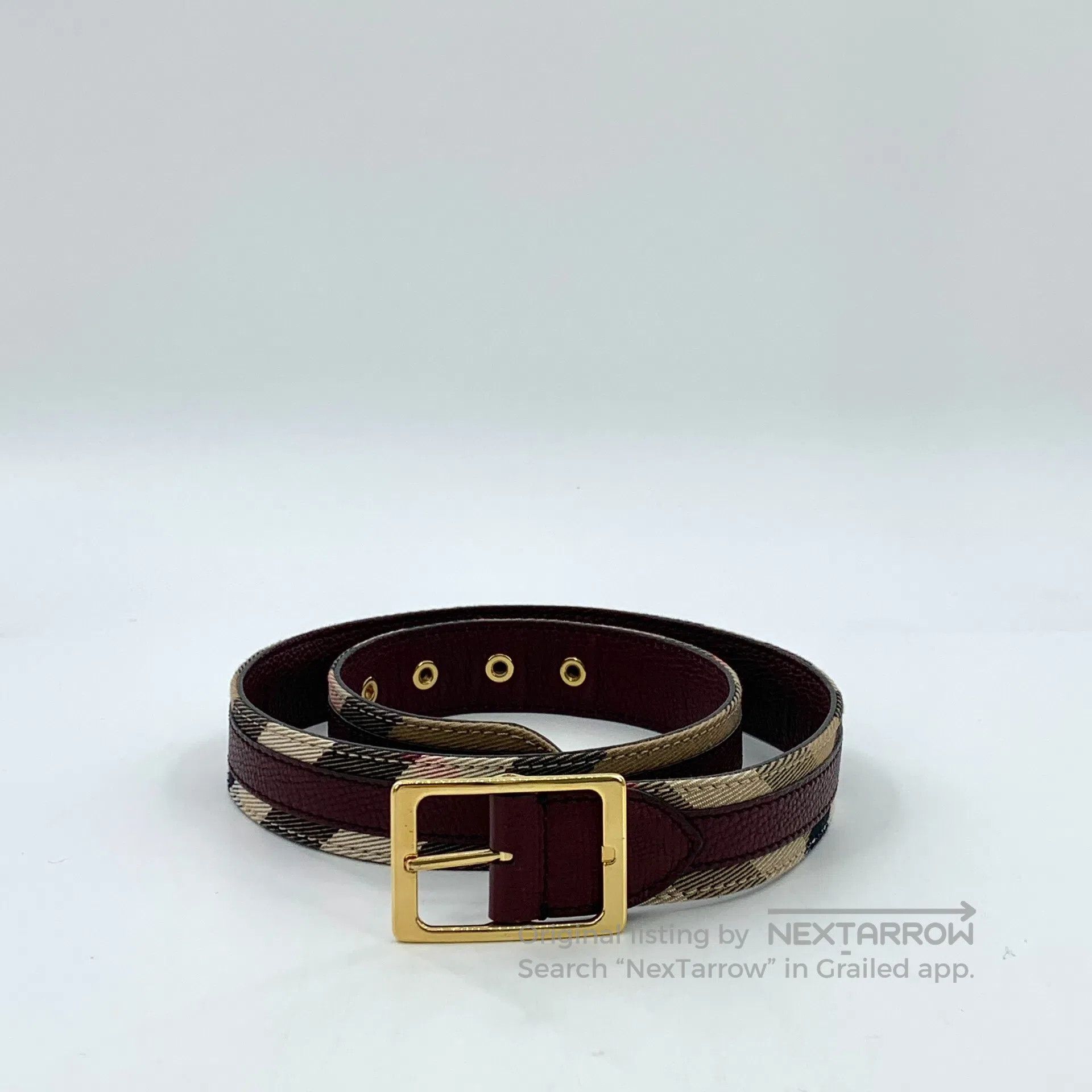 Burberry Burberry Color-Blocked Plaid Design Square Buckle Leather Size ONE SIZE - 2 Thumbnail