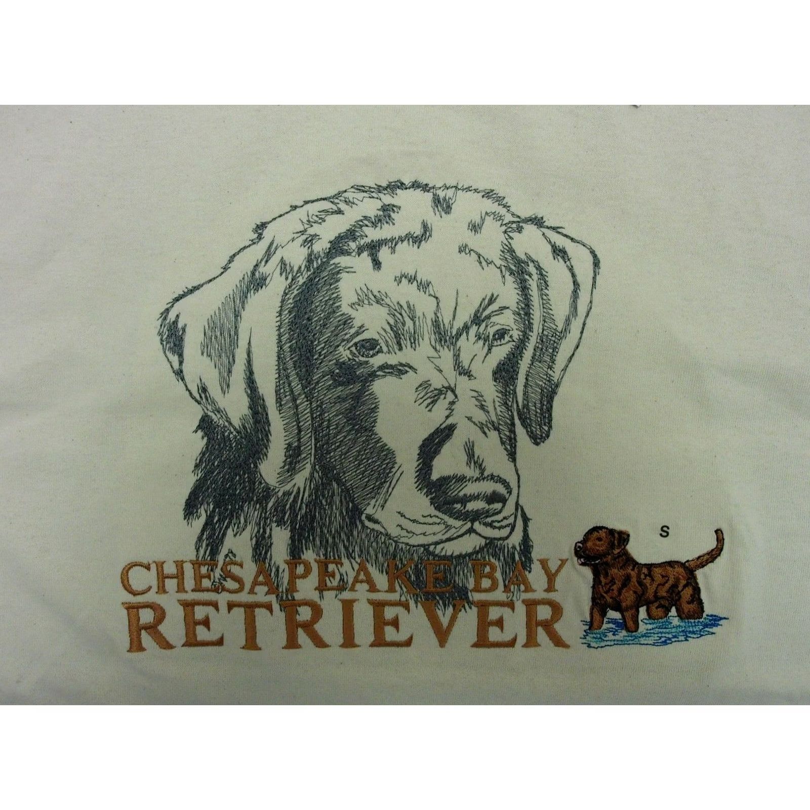 Vintage GR8 Dogs Chesapeake Bay Retriever T-Shirt Men Small Beige Cotton Embroidered Crew Neck" Size US S / EU 44-46 / 1 - 3 Thumbnail