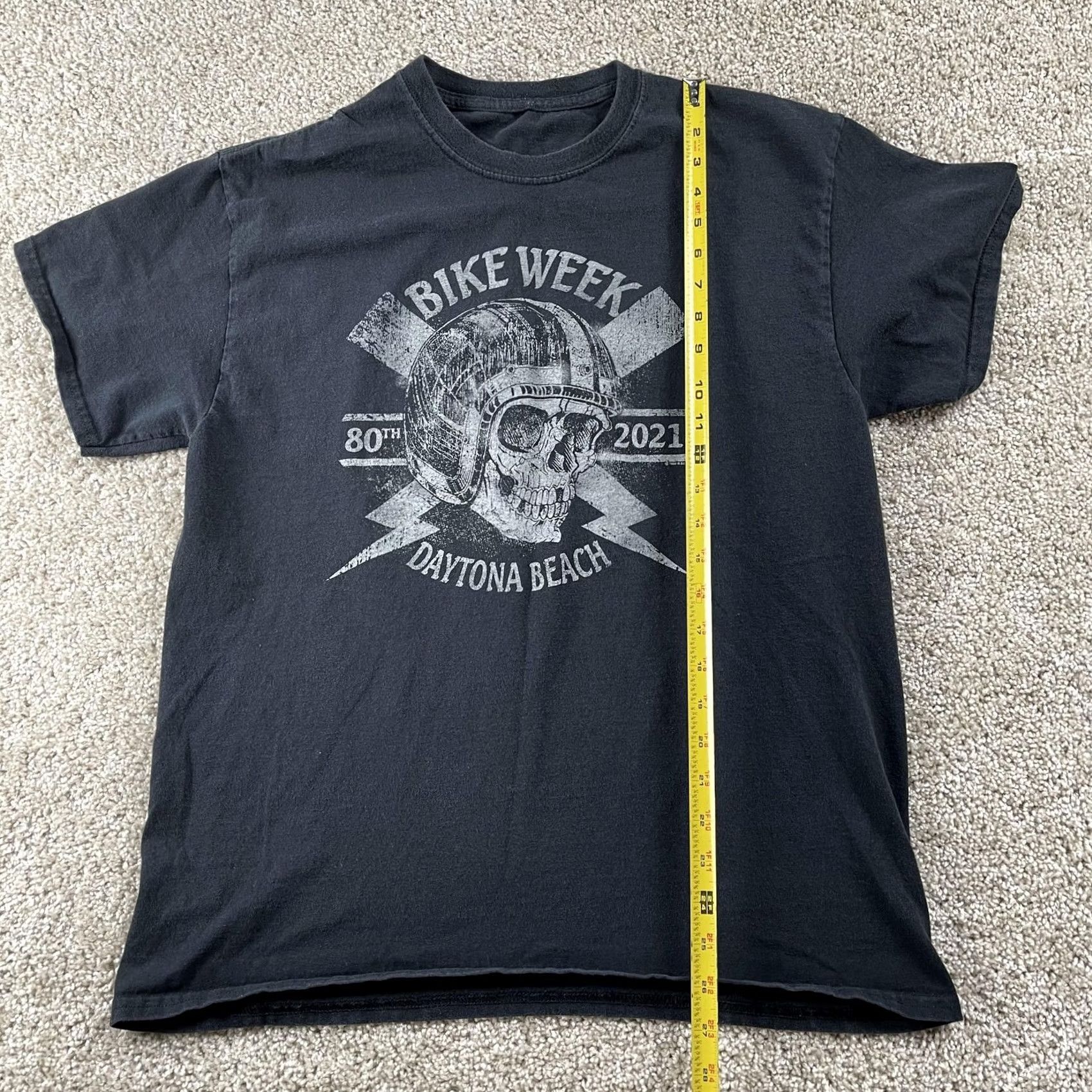 Vintage Daytona Beach Bike Week 2021 Biker Skull Shirt Mens Large Black T-Shirt Tee Size US L / EU 52-54 / 3 - 5 Thumbnail