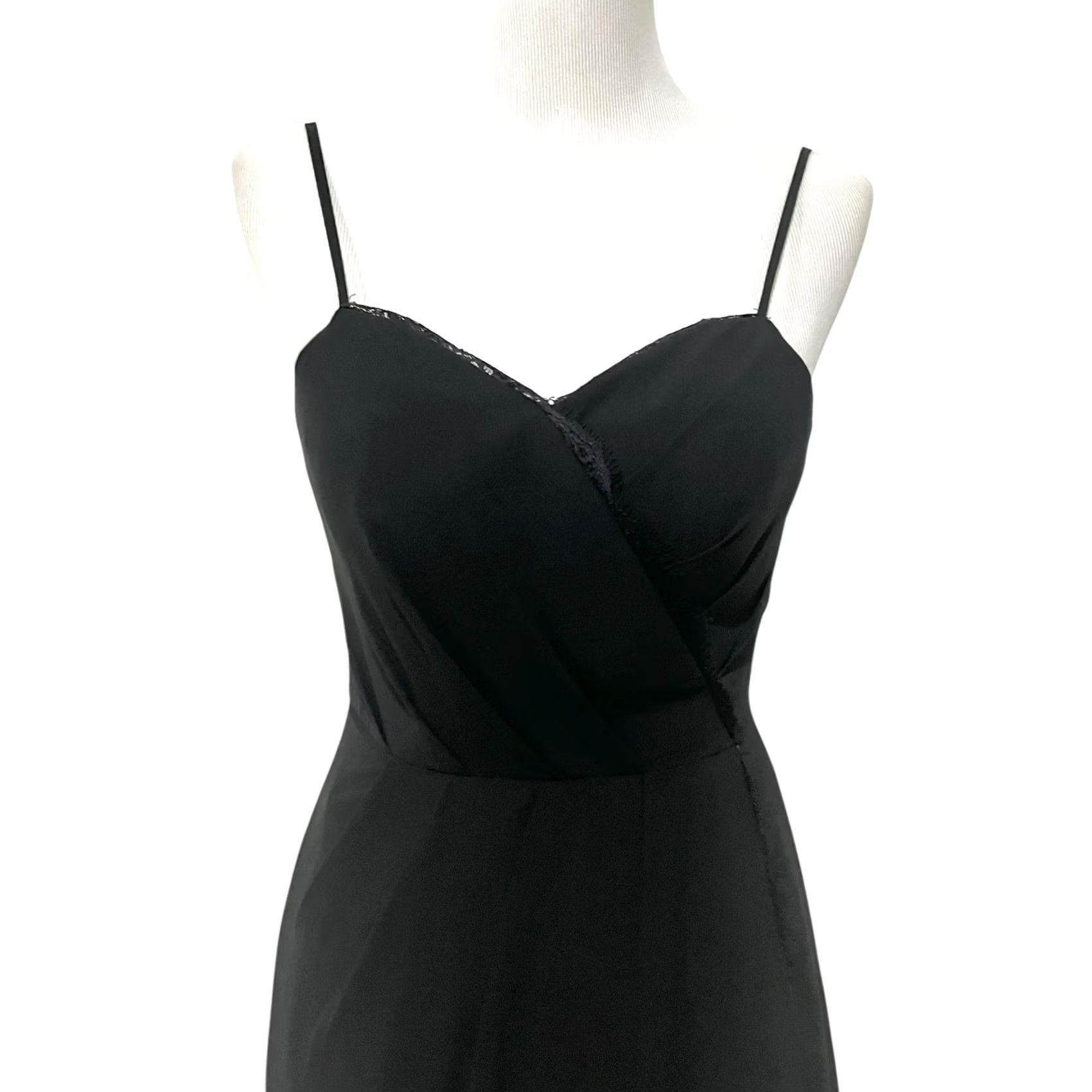Vintage AZAZIE Black Formal Maxi Chiffon V-Neck Spaghetti Strap Leg Slit Sz 0 Dress Womens Size XS / US 0-2 / IT 36-38 - 2 Thumbnail