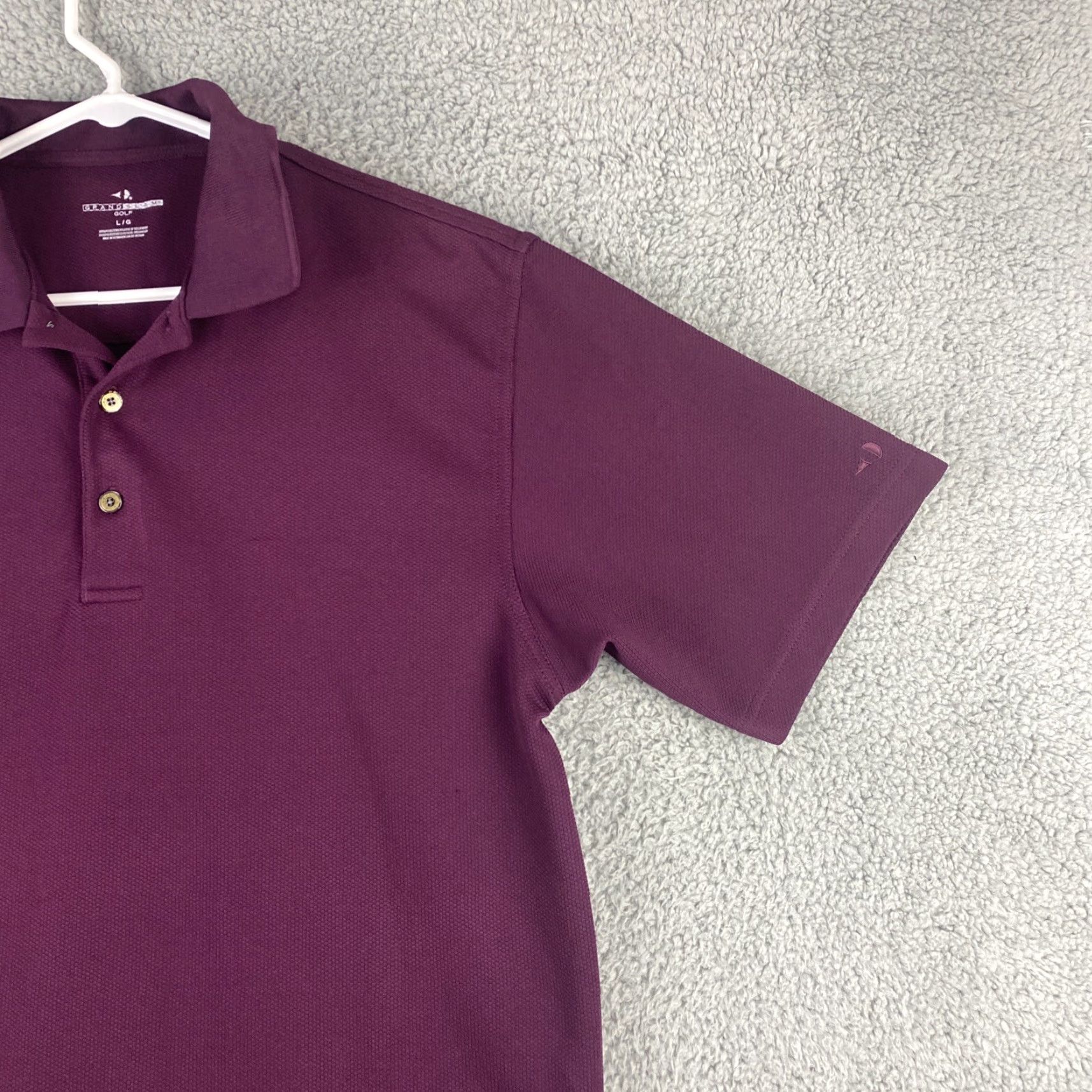 Vintage Grand Slam Polo Shirt Men Large Burgundy Golf Activewear Casual Knit 100% Polyester Short Sleeve Button Collared Regular Fit Performance Shirt Size US L / EU 52-54 / 3 - 2 Thumbnail