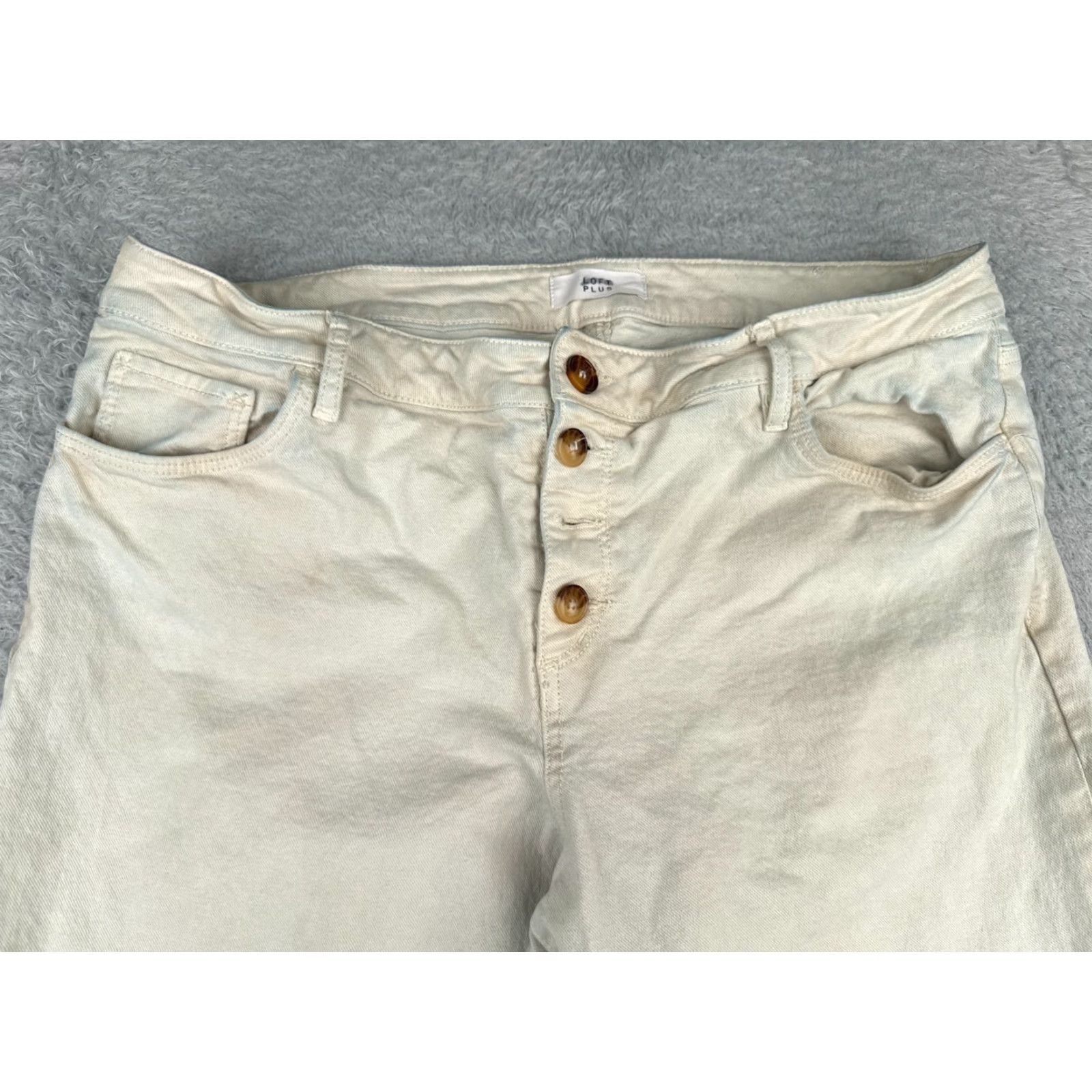 Loft VINTAGE LOFT Jeans Women 14 White Denim Wide-Leg High Rise Zip 34x22 Read Me Size 36" / US 14 / IT 50 - 4 Thumbnail