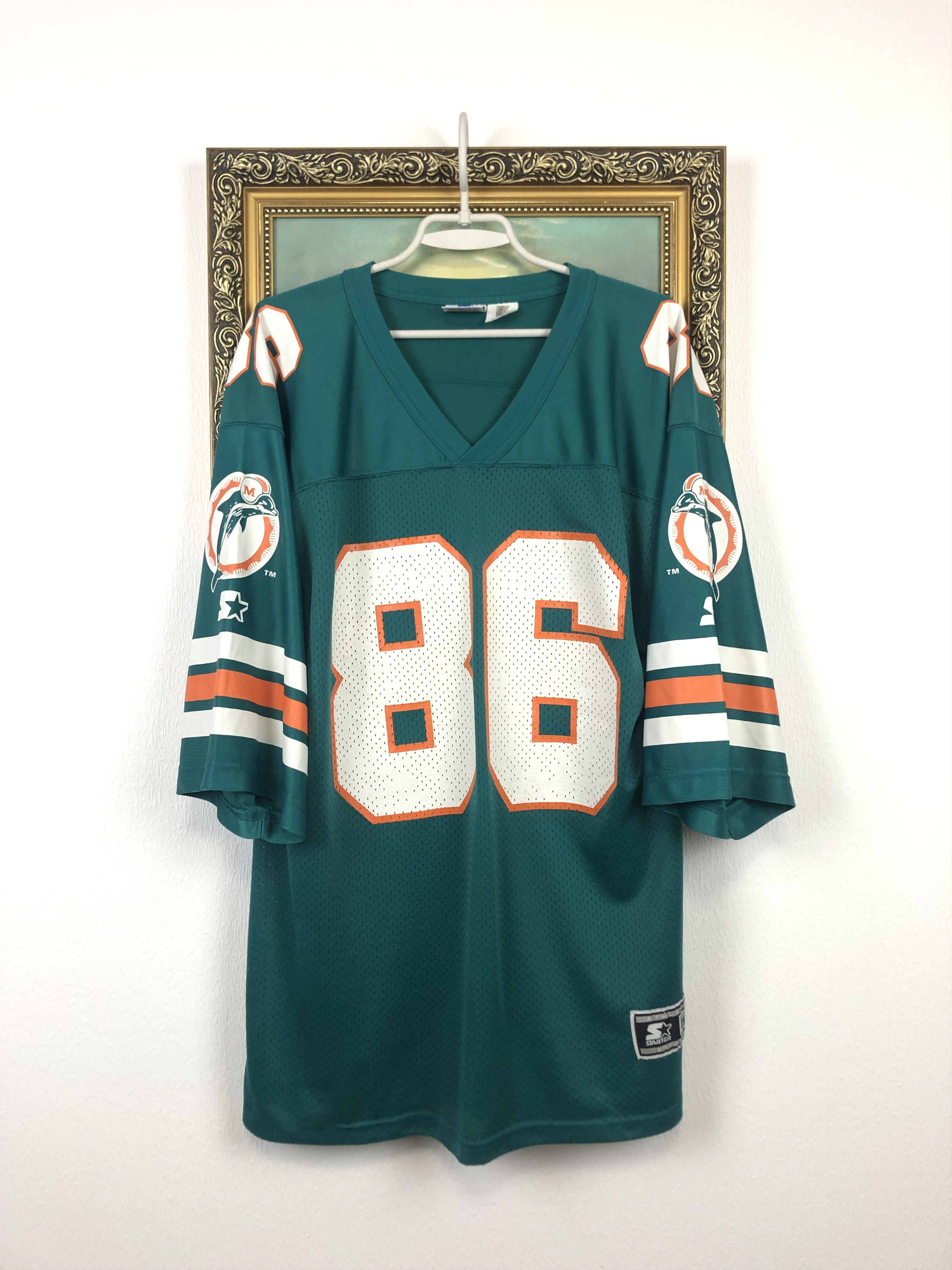 Starter Vintage NFL Miami Dolphins BARNETT #86 Jersey Rare Shirt Size US XL / EU 56 / 4 - 1 Thumbnail