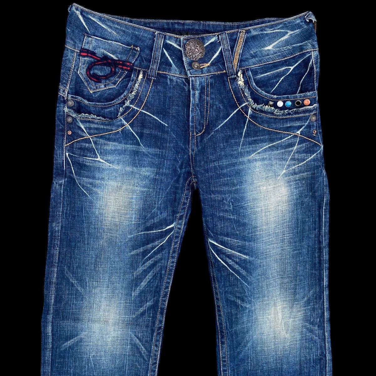 Japanese Brand × Vintage Lightning⚡️Red pepper Rooted Denim Jeans Size US 35 - 2 Thumbnail