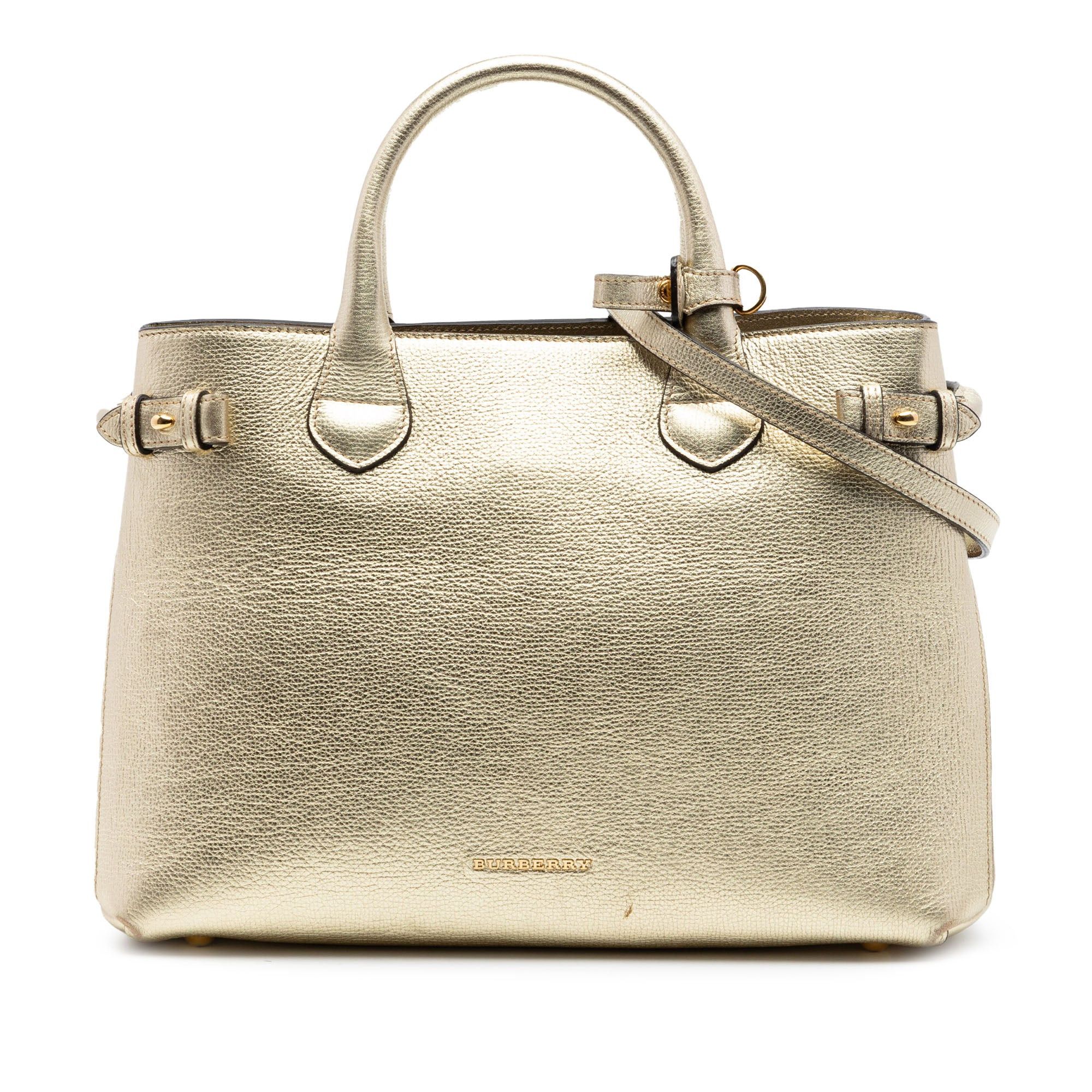 Burberry Medium Metallic Leather and House Check Banner Satchel Size ONE SIZE - 1 Thumbnail