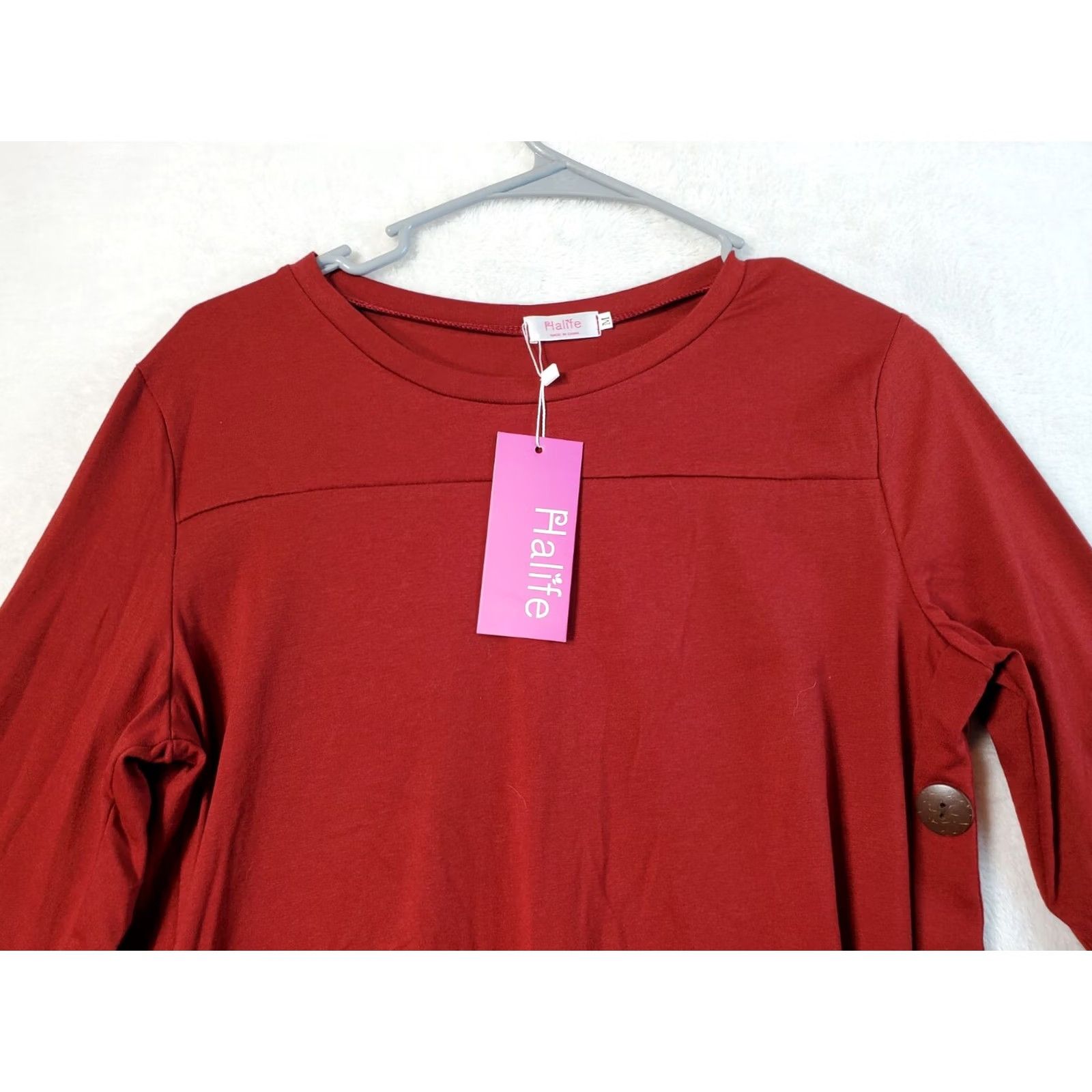 Alife Halife T Shirt Dress Womens Size M Red Polyester Round Neck Button Dress Short Sleeve/ Casual Women’s Shirt Dress Size M / US 6-8 / IT 42-44 - 6 Thumbnail