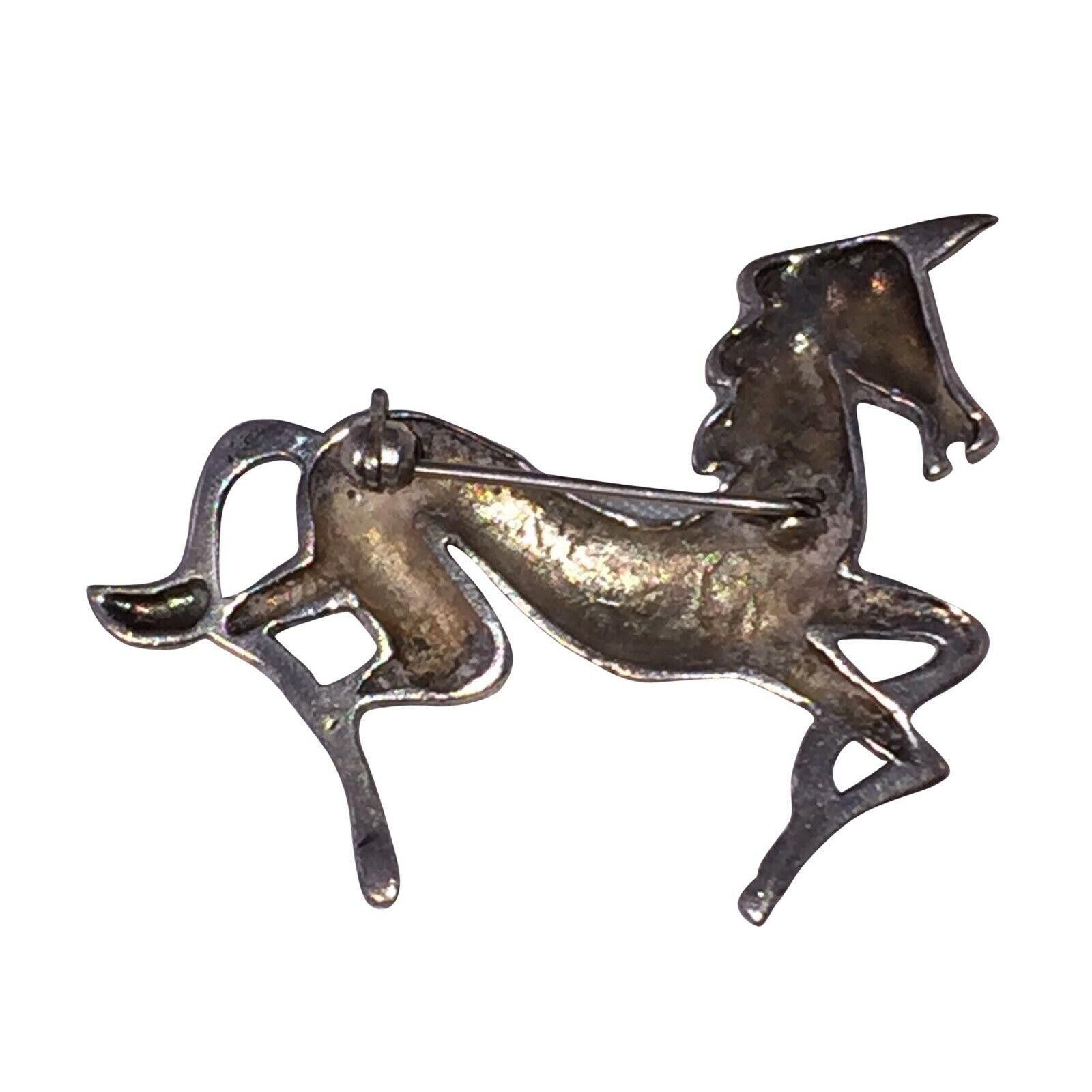 Designer Sterling Silver Horse Prancing Pin Pave in Marcasites Size ONE SIZE - 3 Thumbnail