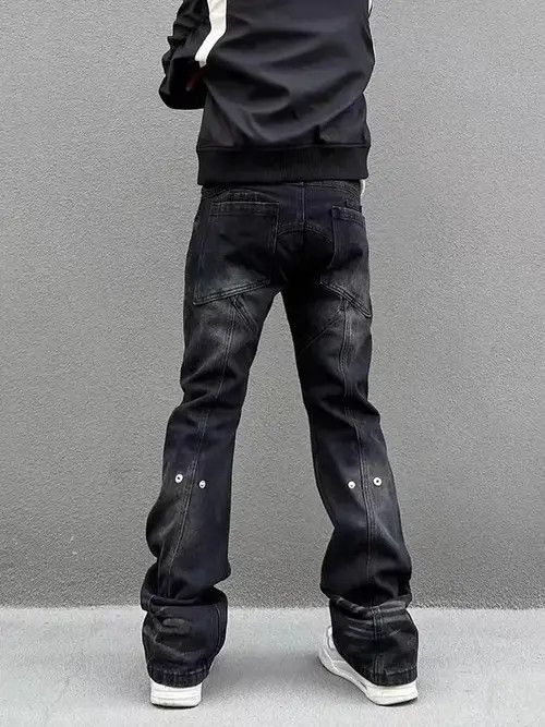 Imperious Street washed distressed patchwork micro-flare jeans Size US 32 / EU 48 - 4 Thumbnail
