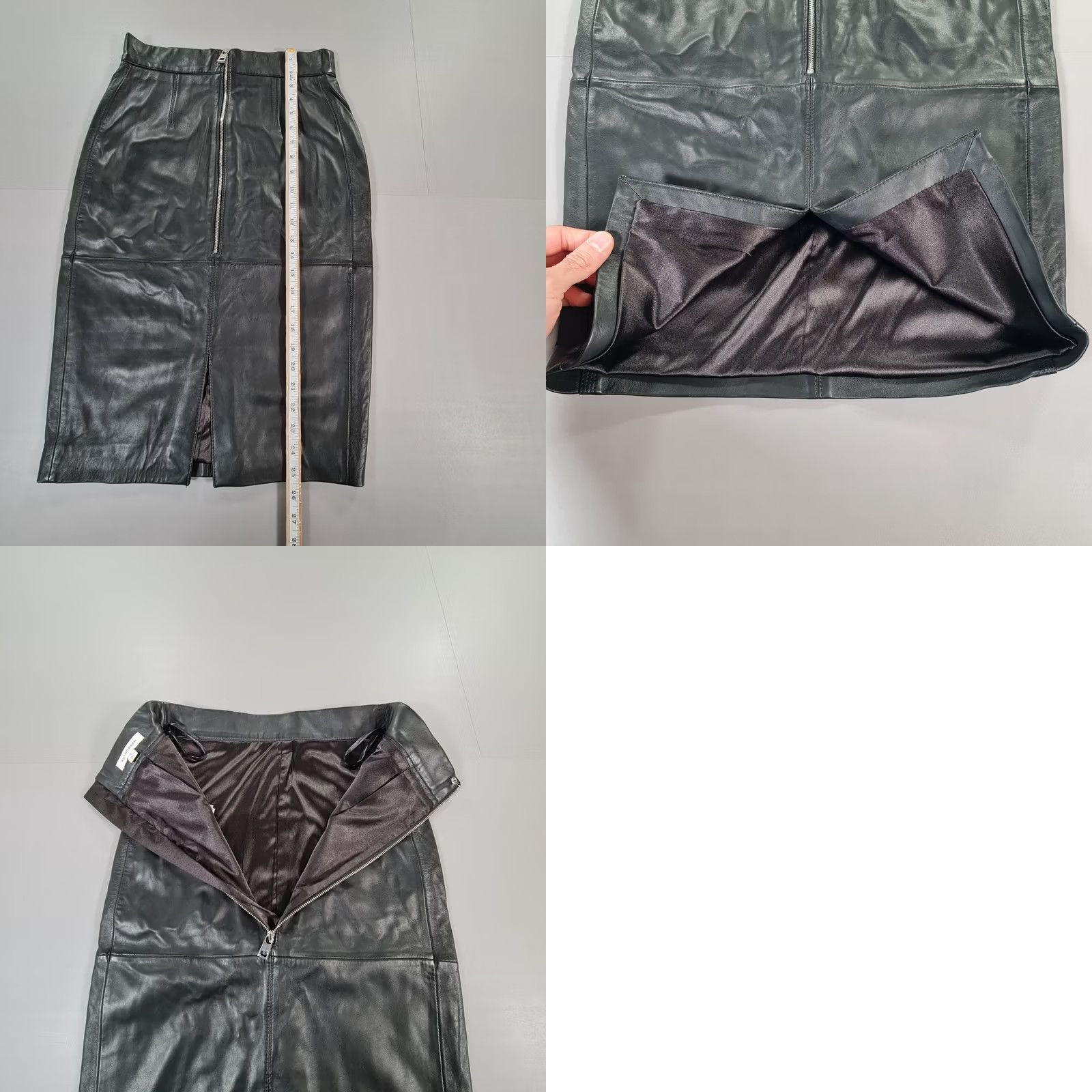 Vintage Autograph M&S Black Leather Pencil Skirt Lined RRP £179 8 UK Women Size 30" / US 8 / IT 44 - 8 Thumbnail