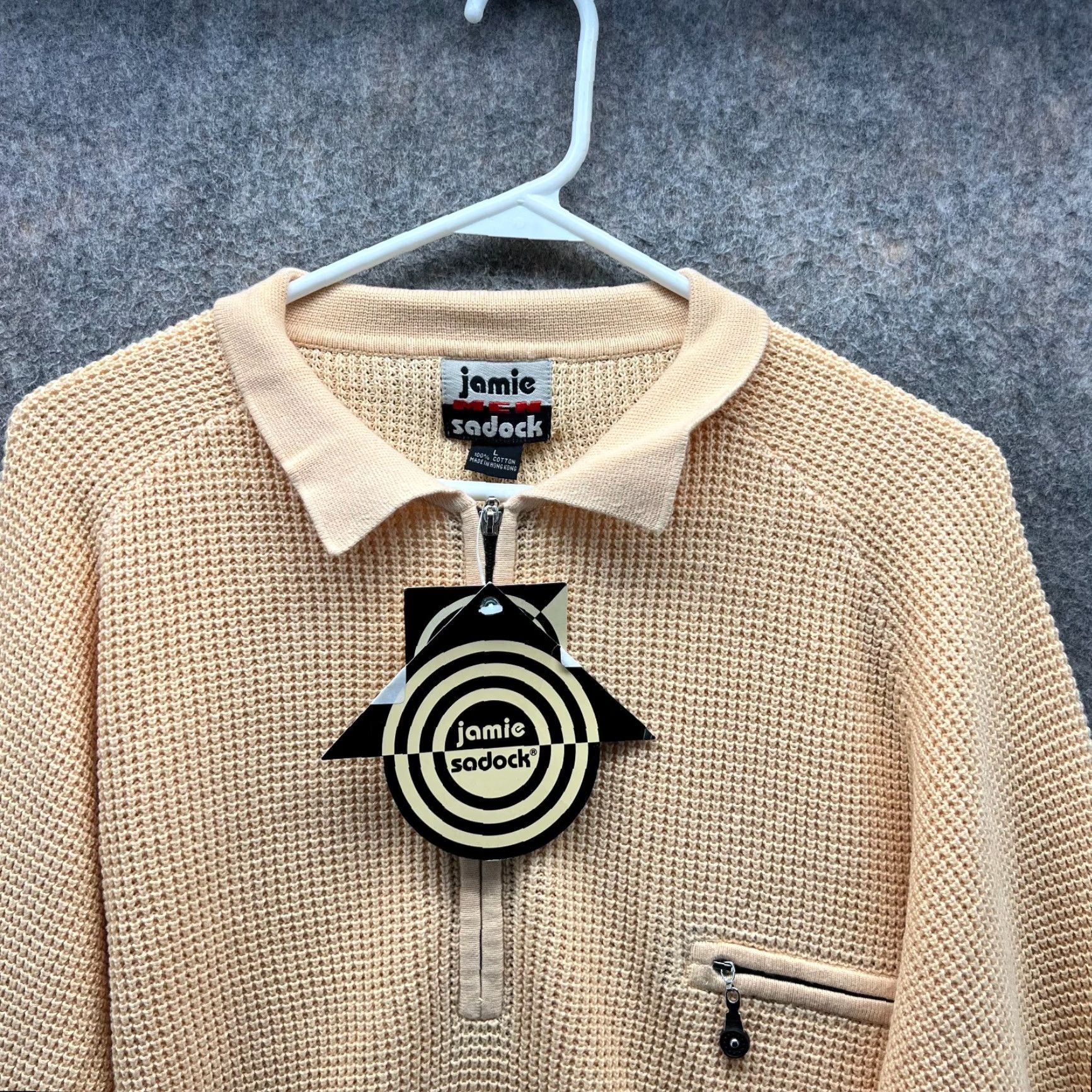 Vintage Jamie Sadock Sweater Mens Large Adult Orange 1/4 Zip Pullover Cotton Knit New Size US L / EU 52-54 / 3 - 7 Thumbnail