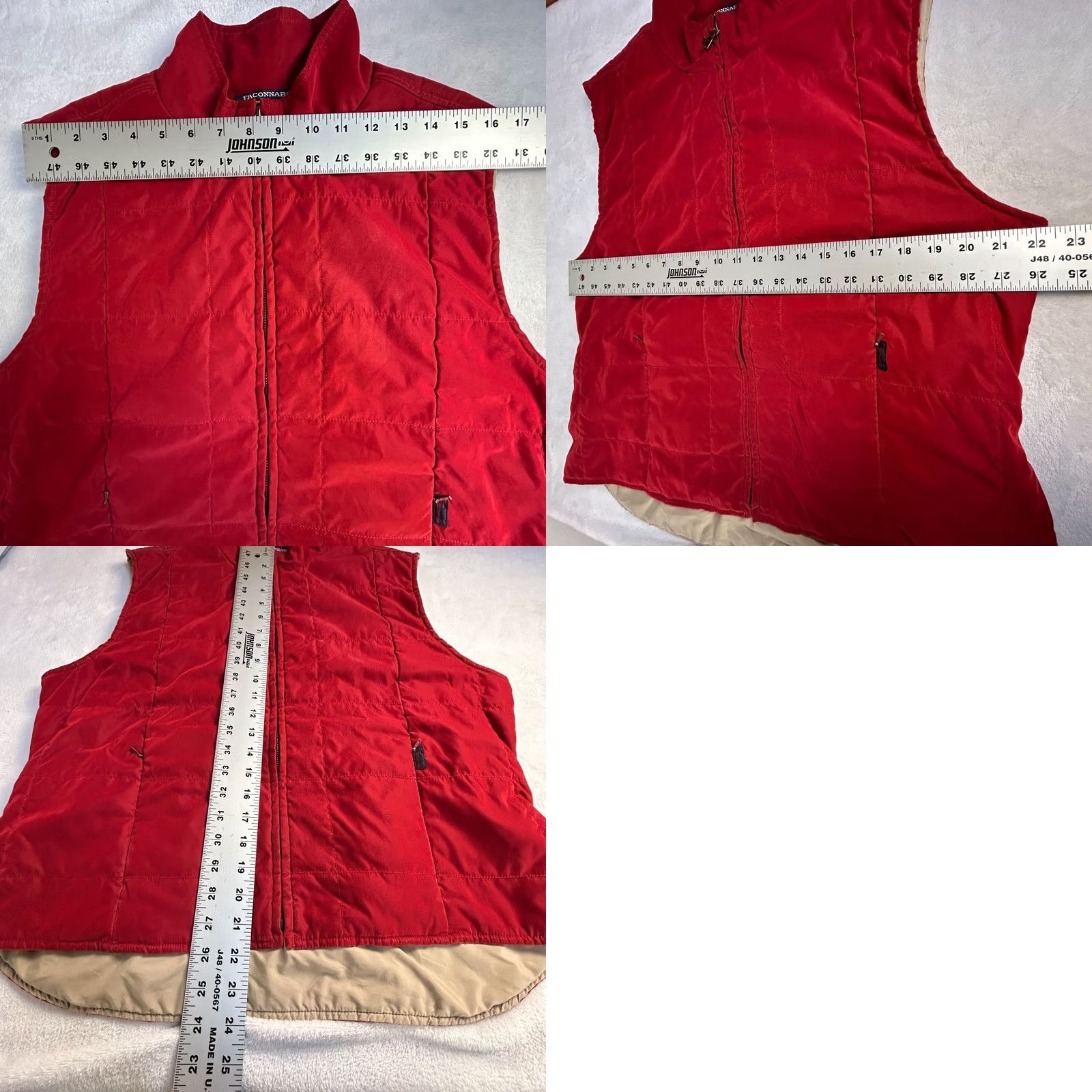 Faconnable Façonnable Vest Women XL Red Quilted Padded Zip Up Outerwear Sleeveless Lightweight Pockets Size XL / US 12-14 / IT 48-50 - 8 Thumbnail