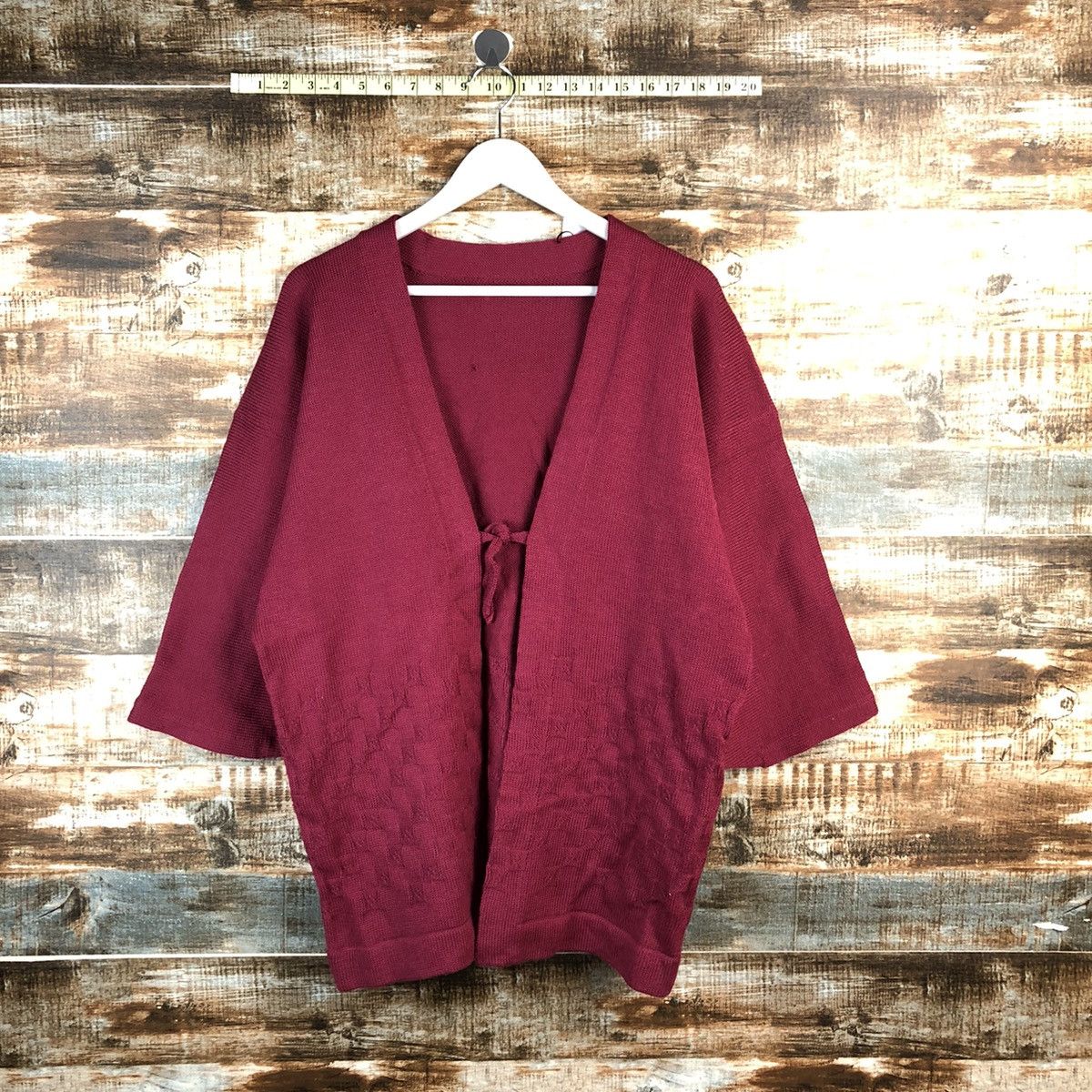 Vintage Japan vintage cardigan Maroon Kimono #A2487 Size US L / EU 52-54 / 3 - 1 Thumbnail