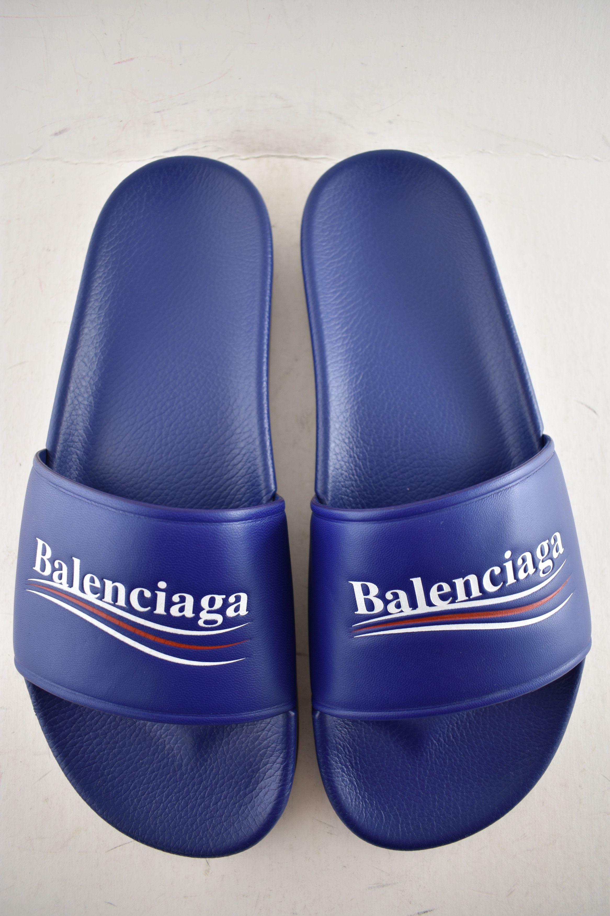Balenciaga Leather Campaign Logo Slide Pool Sandal Flip Flop Flat 44 11 Size US 11 / EU 44 - 10 Thumbnail