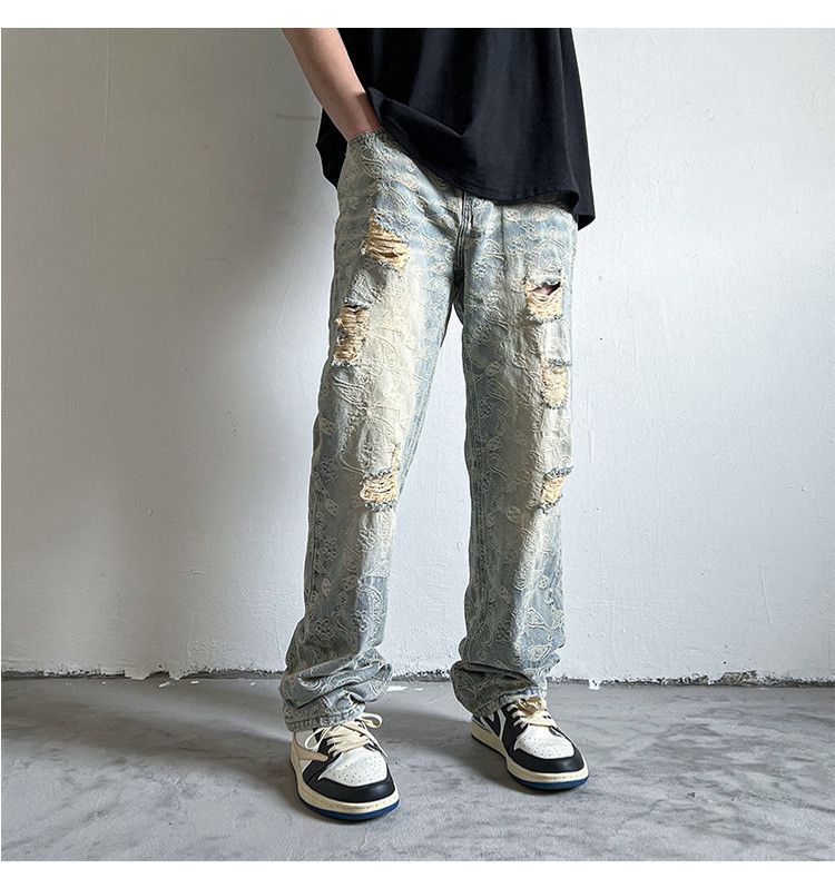 Japanese Brand Men's American washed distressed vintage ripped jeans Size US 32 / EU 48 - 1 Thumbnail