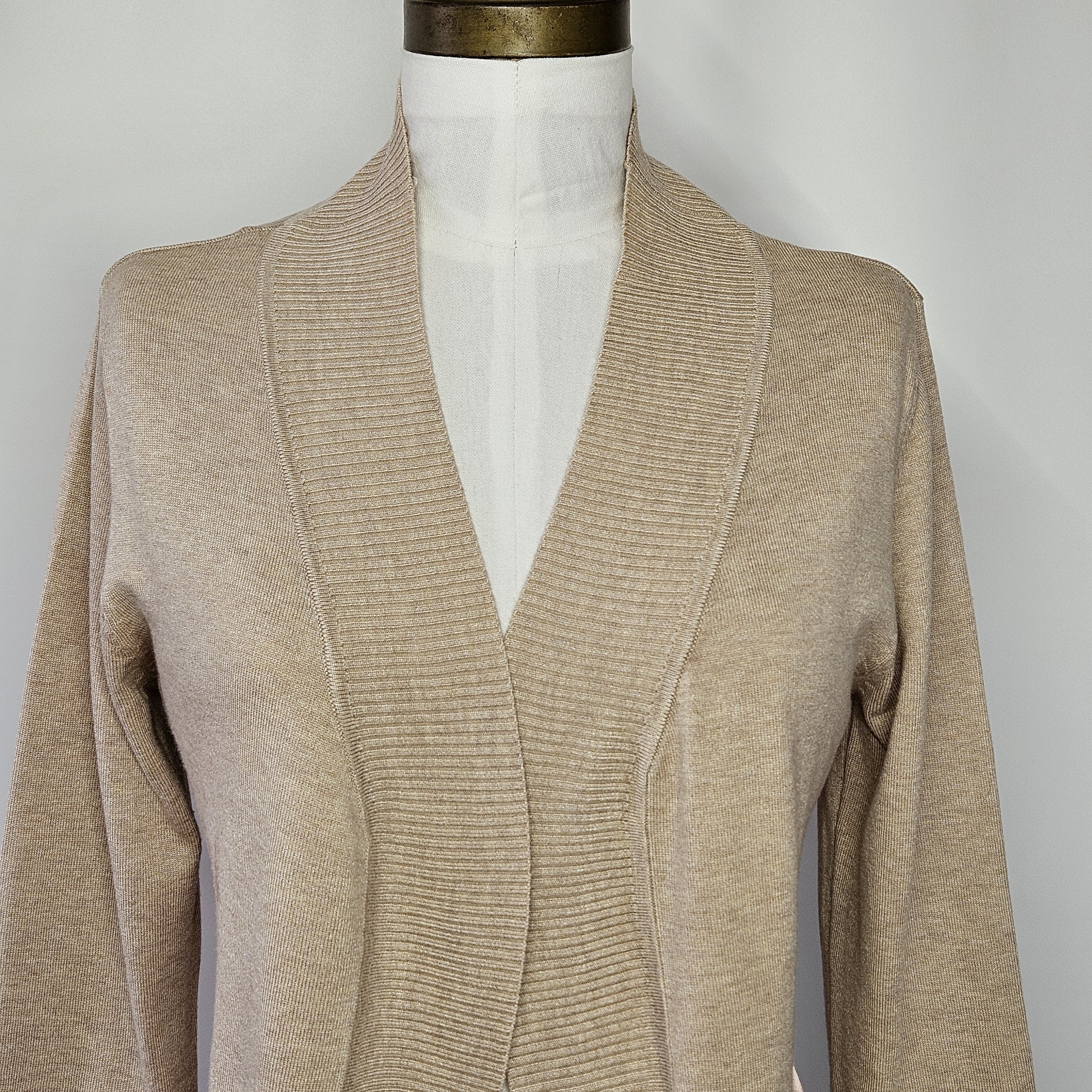 Other Cielo Size L/XL Duster 34" Cardigan Beige Khaki Open Front Size L / US 10 / IT 46 - 5 Thumbnail